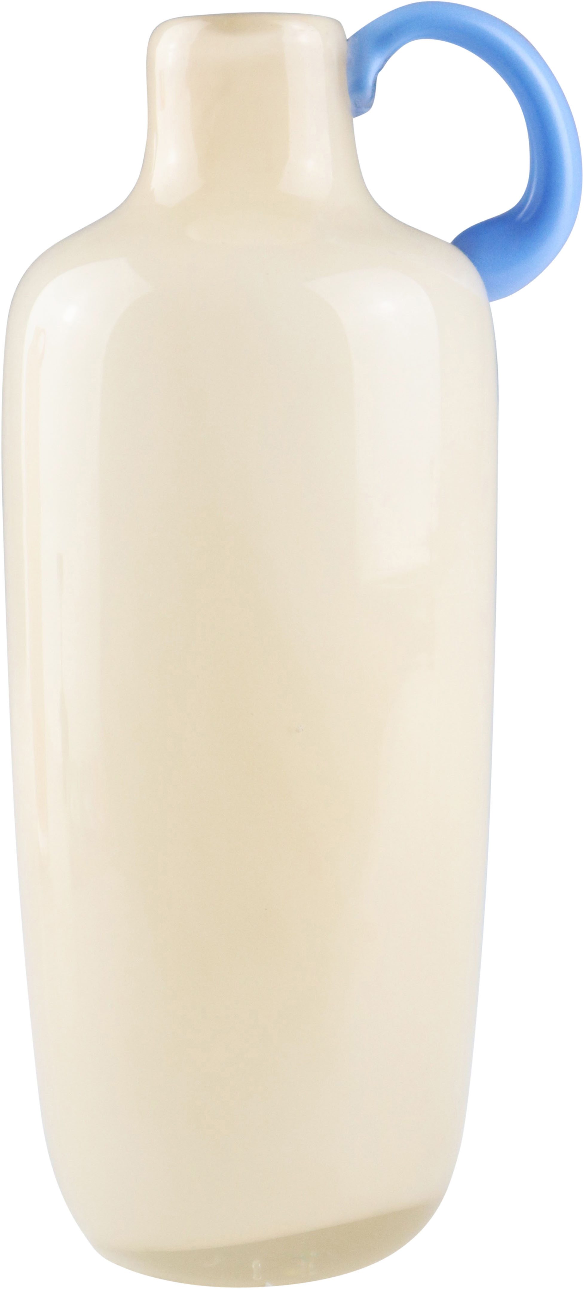 AM Design Dekovase aus Glas mit braunem Körper und blauem Griff, ein außergewöhnliches Design für Ihr Zuhause