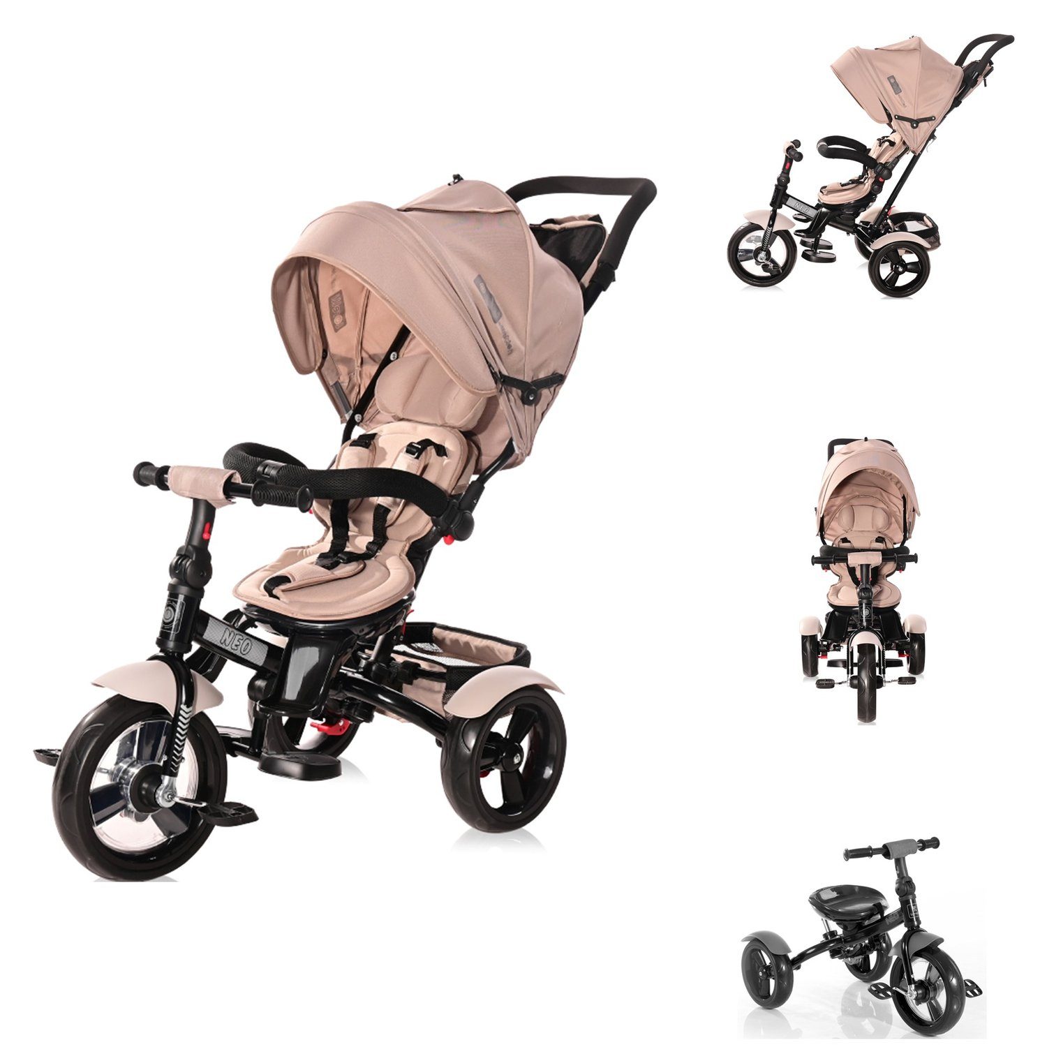 Lorelli Dreirad Tricycle Neo 4 in 1, EVA-Reifen, Schiebestange, Sitz drehbar, verstellbar