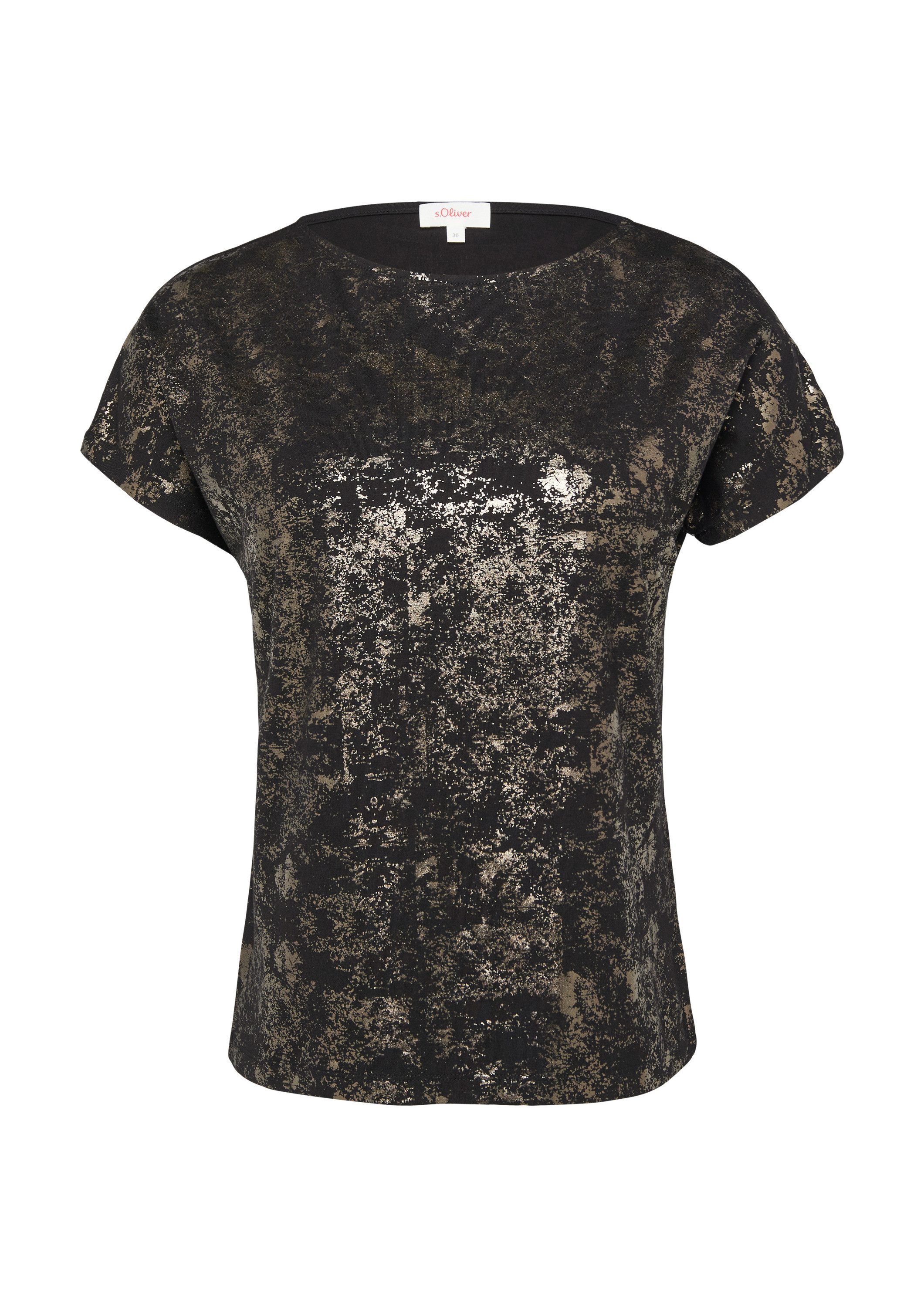 s.Oliver Kurzarmshirt T-Shirt Fließendes T-Shirt aus Viskosemix mit Metalli günstig online kaufen