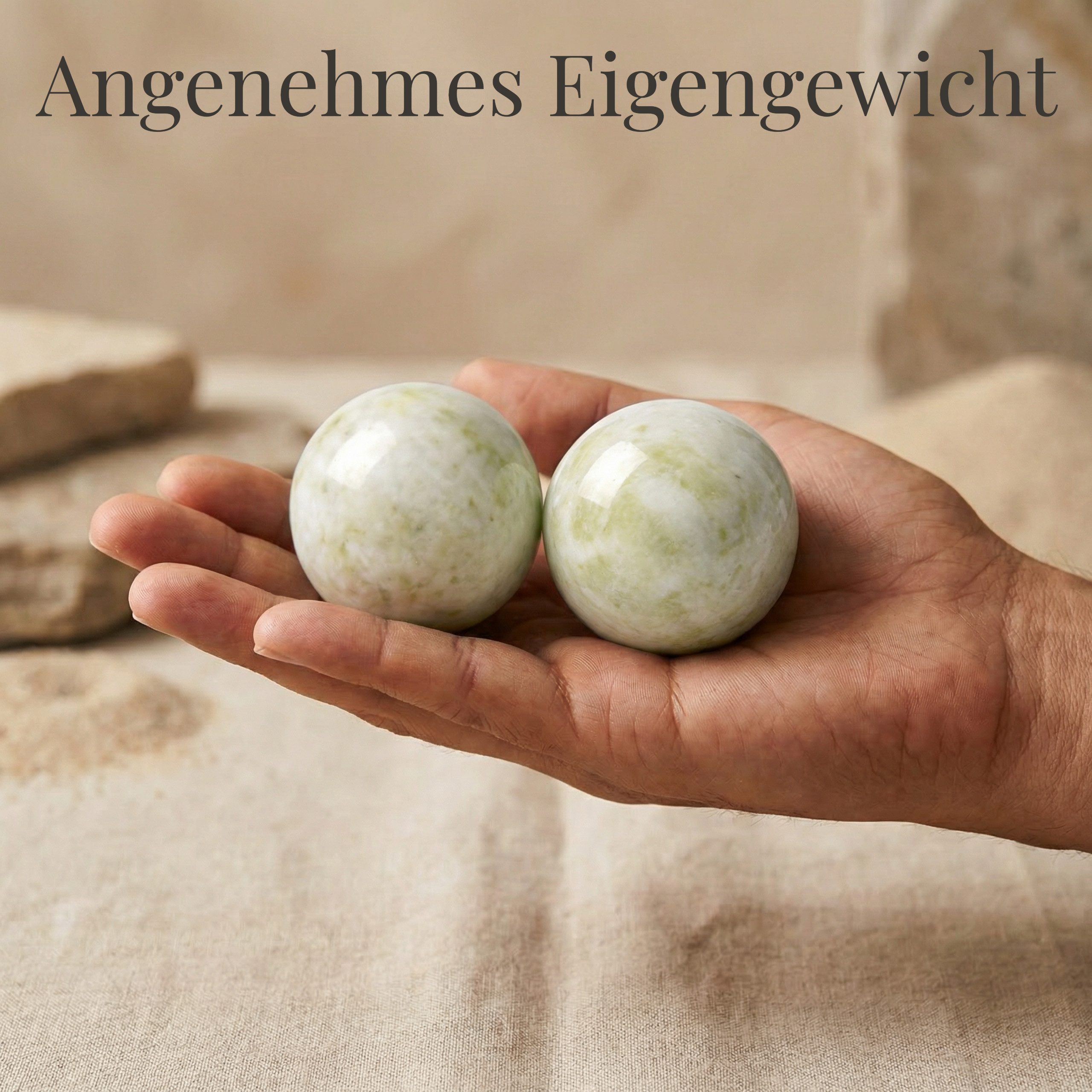 INTERGARDEN Massageball Qi Gong Kugeln Naturstein – Poliert, Massage- & Handkugeln 2er Set