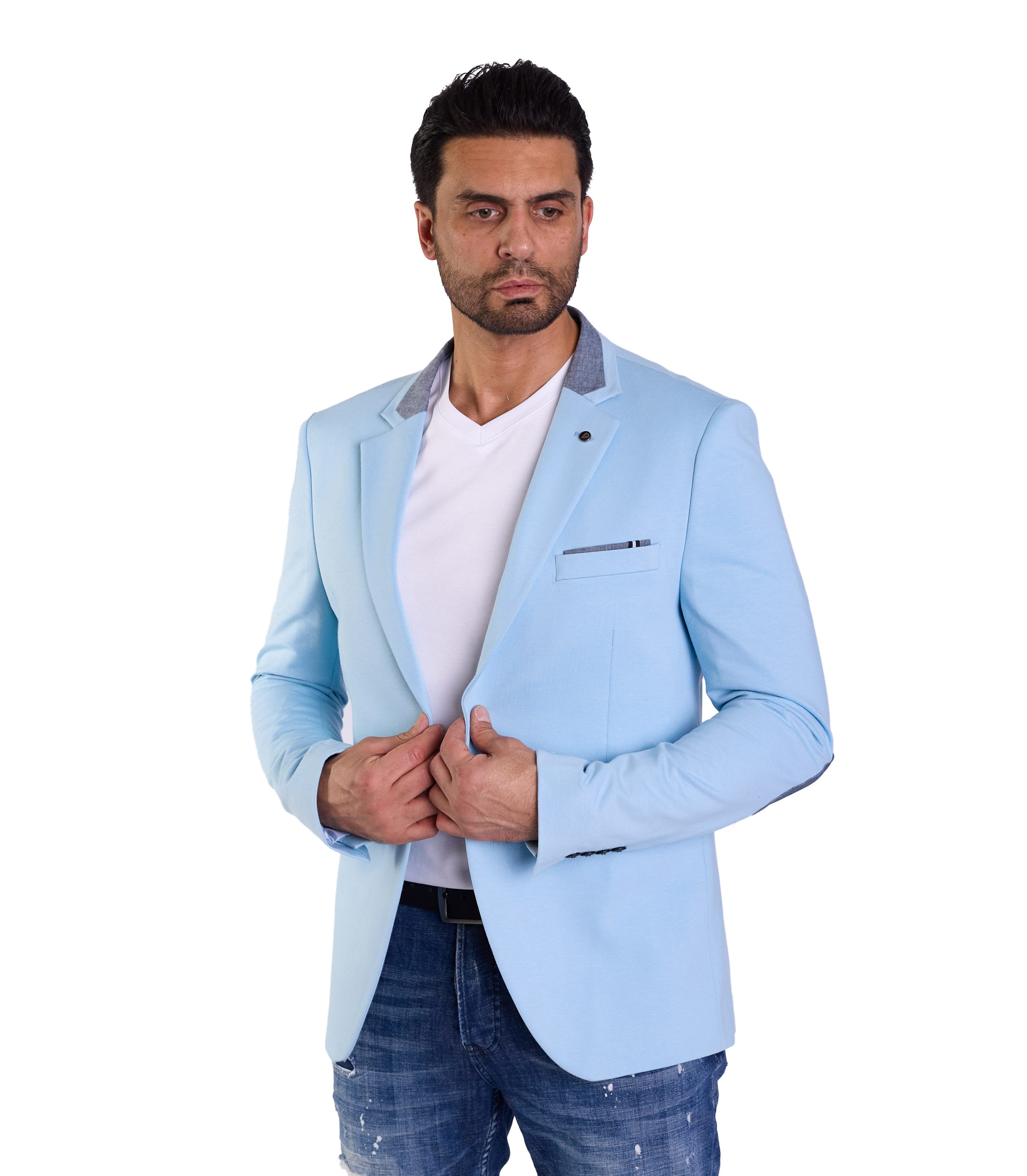 Denim Distriqt Jerseysakko Sportliches Herren Jersey Sakko mit besonderen D günstig online kaufen