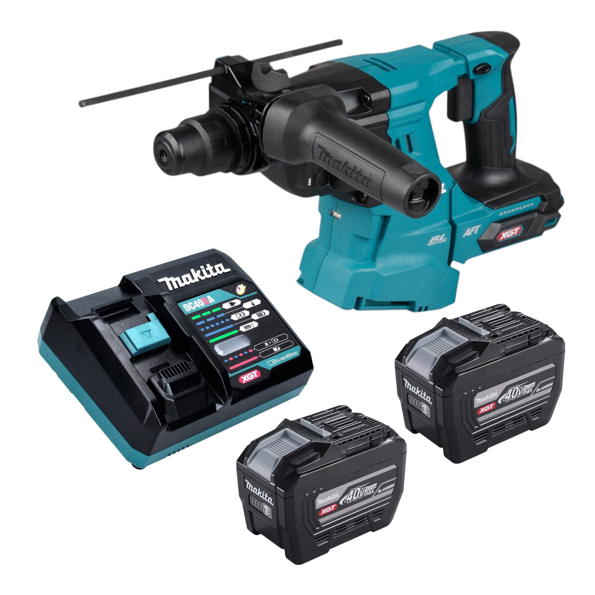 Makita Schlagbohrmaschine Makita HR 011 GE201 Akku Kombihammer 40V 3,3J + 2x Akku 8,0 Ah + Lader