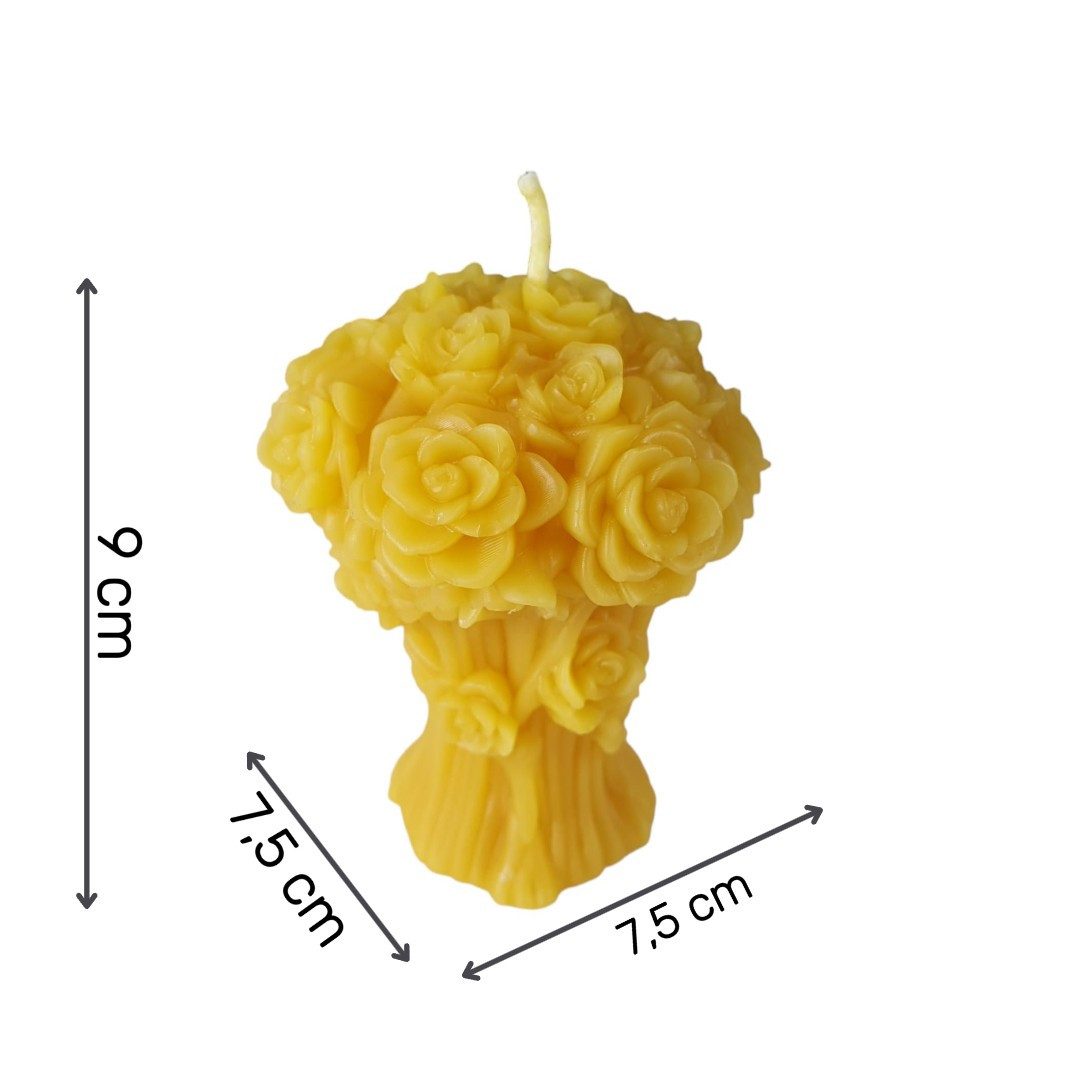 Aspinaworld Formkerze Bienenwachskerze - Rosen Kerze Strauß 9 cm - Bienenwachs - Honigkerze