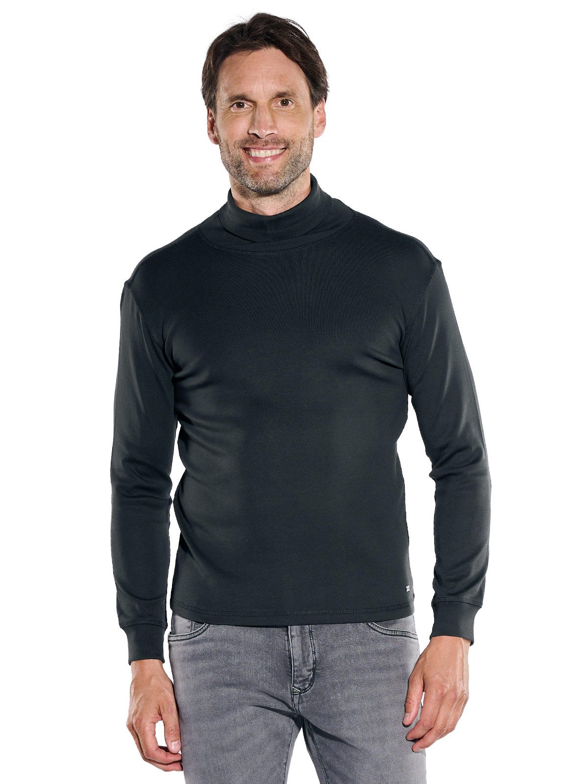 Engbers Langarmshirt Herren Langarmshirt "My Favorite" Rollkragen, Schwarz