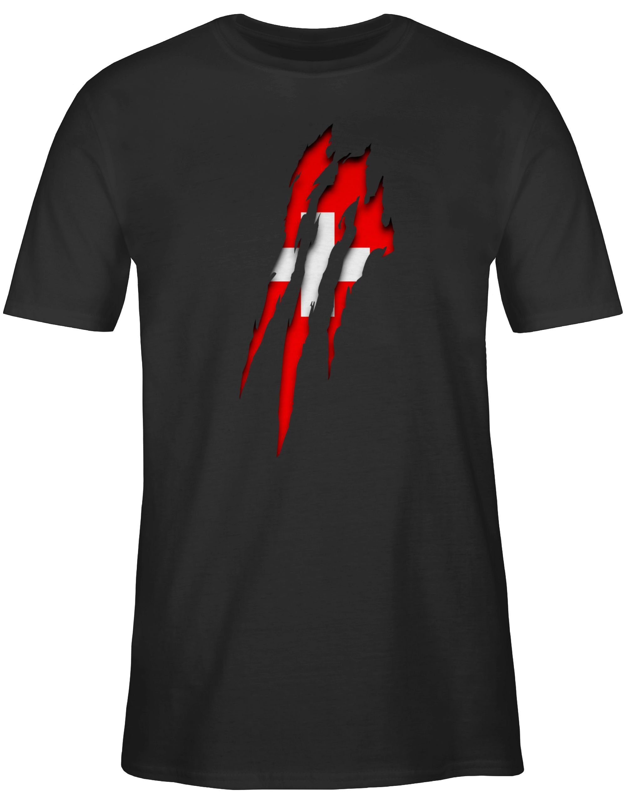 Shirtracer T-Shirt Schweiz Krallenspuren 2024 Fussball EM Fanartikel