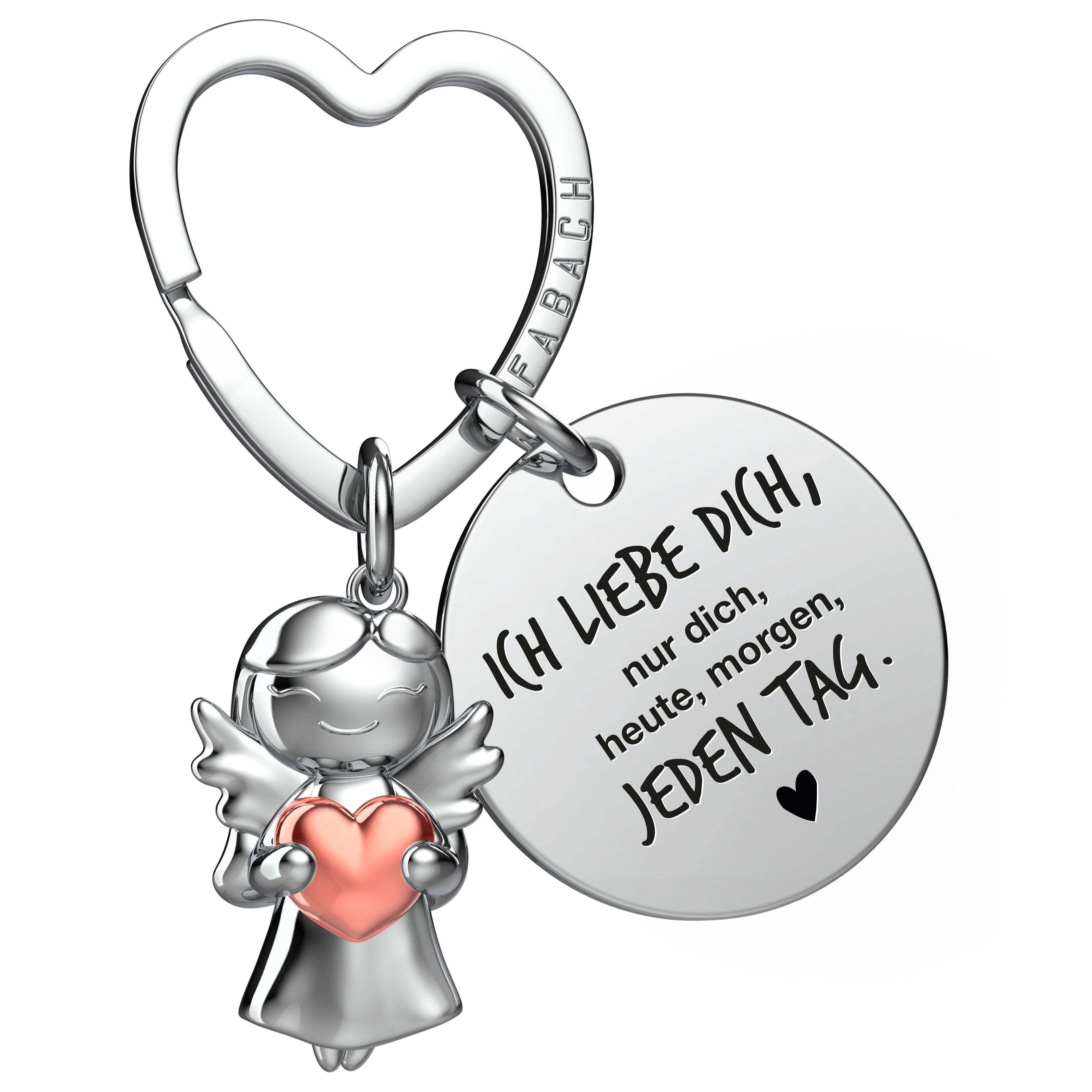 FABACH Schlüsselanhänger Schutzengel Star mit Herz & "Ich liebe dich" Gravu günstig online kaufen