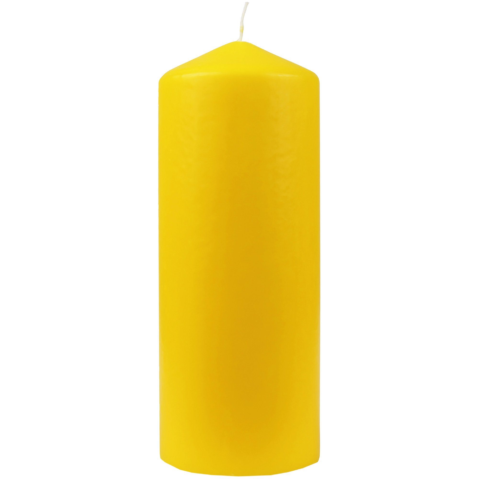 HS Candle Stumpenkerze 13,5cm x Kerze Blockkerze Ø6cm Wachskerzen - (3-tlg), vielen Farben in Gelb
