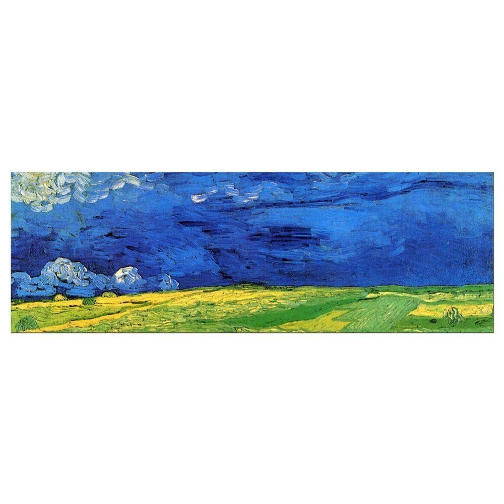 Bilderdepot24 Leinwandbild Alte Meister - Vincent van Gogh - Weizenfeld unter einem Gewitterhimmel, Abstrakt
