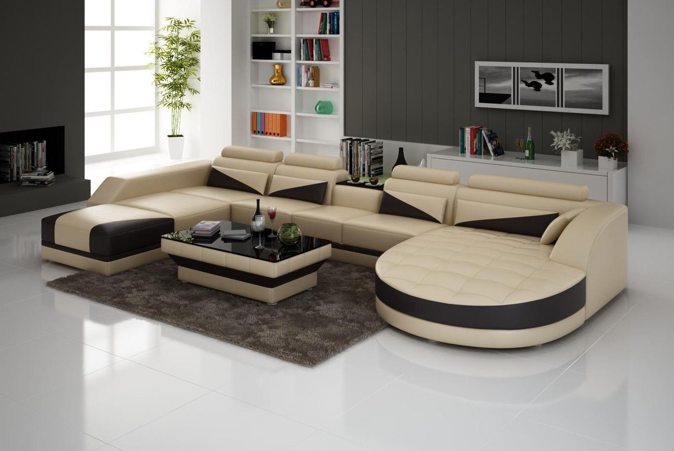 JVmoebel Ecksofa XXL Wohnlandschaft U Form Ecksofa Sofa Couch Polster Garnitur, Made in Europe Grau