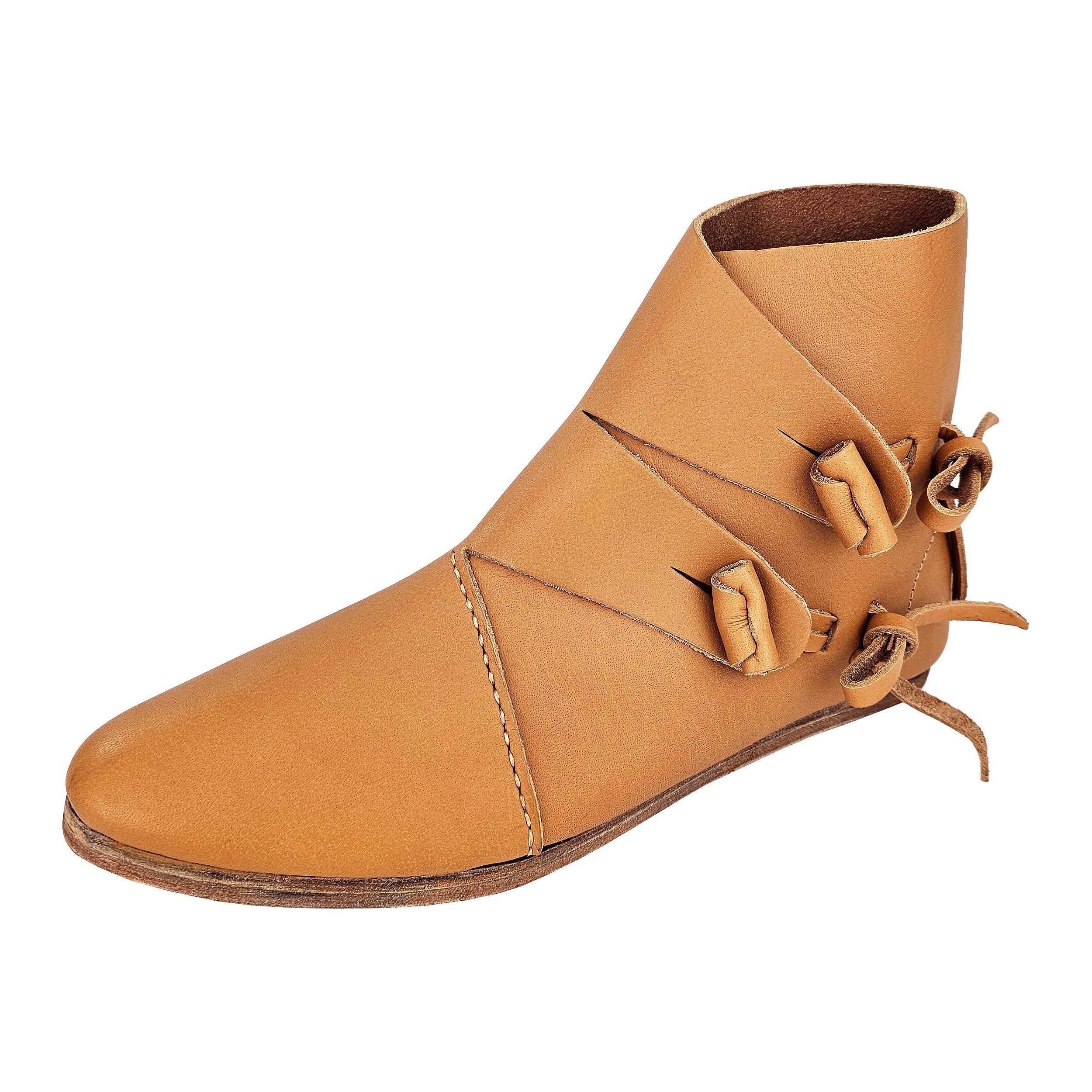 Ritter-Kostüm Wikinger Schuhe Jorvik mit genagelter Doppelsohle Naturbraun