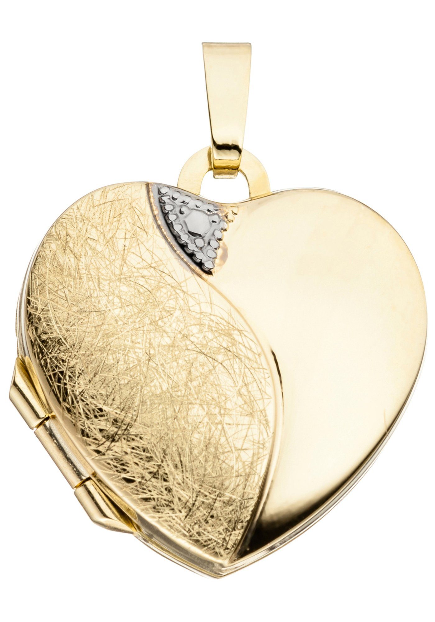 JOBO Medallionanhänger Anhänger Medaillon Herz, 333 Gold, Höhe ca. 19 mm,  Breite ca. 17,7 mm, Tiefe ca. 5,3 mm