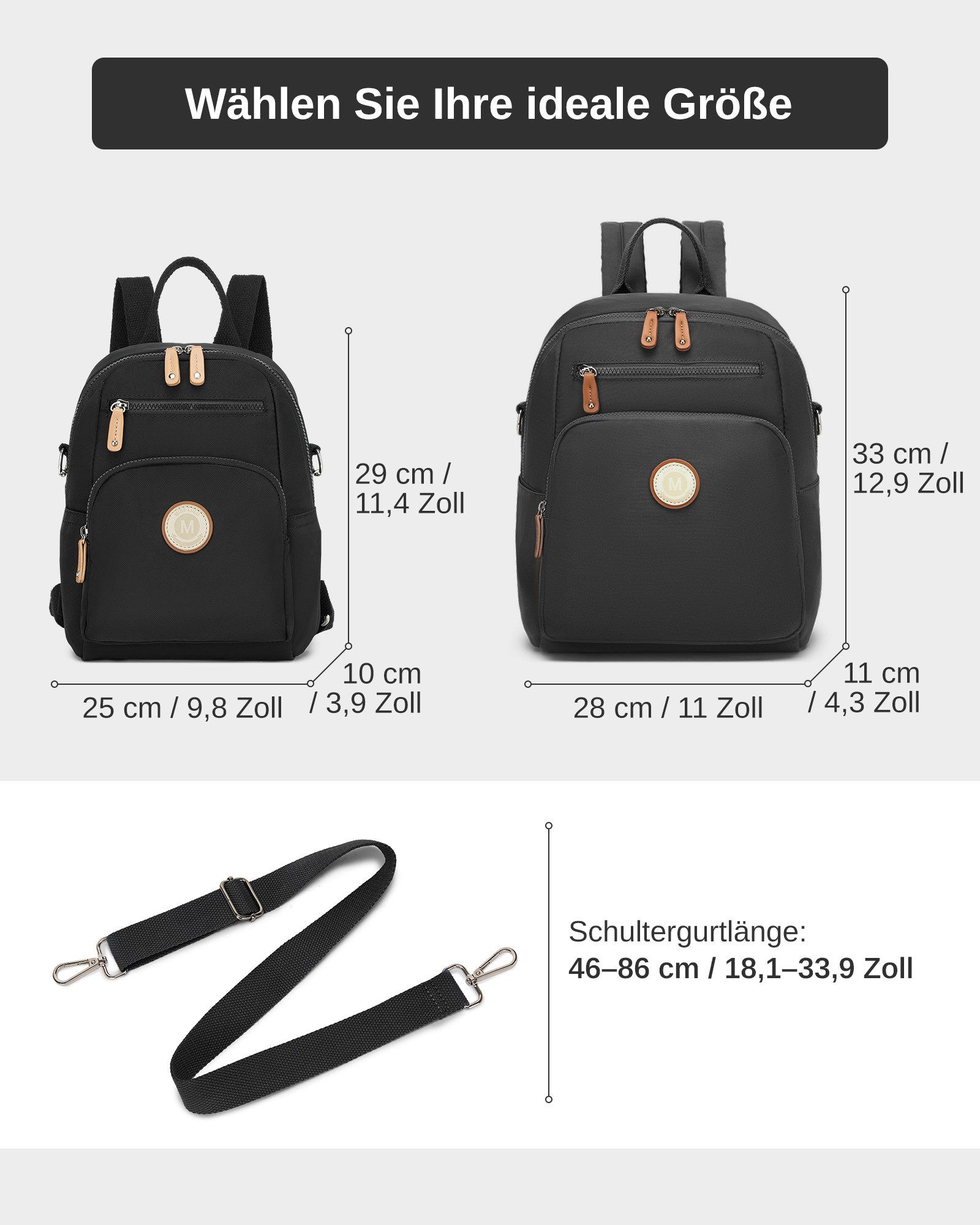 Miss Lulu Minirucksack Mini Cityrucksack, wasserdichter Reiserucksack & Casual Daypack – Bild 2 von 5