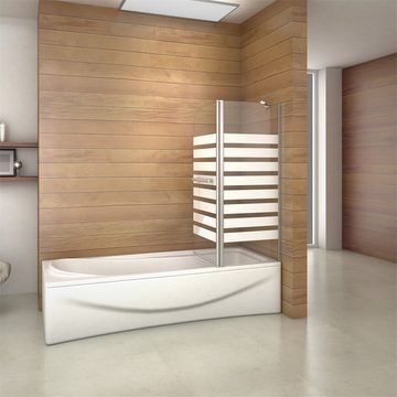 duschspa Badewannenaufsatz Badewannenaufsatz Drehwand mit Querstreifen Duschtrennwand NANO Glas, Einscheibensicherheitsglas, Sicherheitsglas, (Set), Breite 120cm