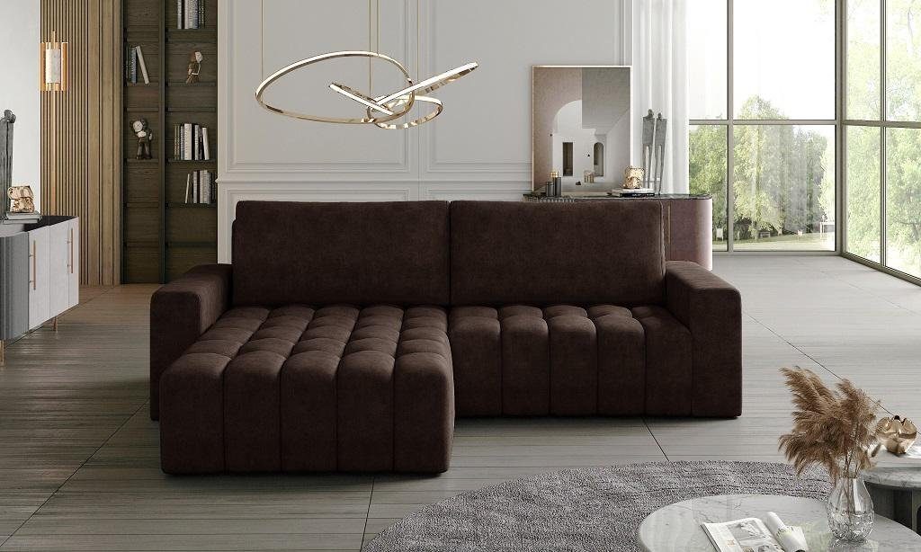 JVmoebel Ecksofa Ecksofa Grau Stoff L Form Couch Design Couch Polster Textil, Made in Europe Braun