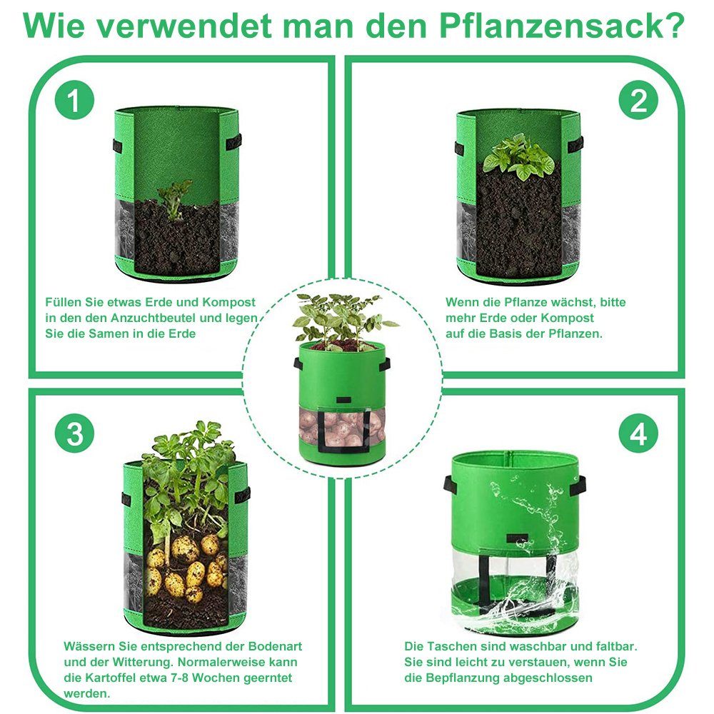 Rosnek Pflanzkübel 26/43L, für Grün Sichtbar, DIY D×H:30×35;35×45 Kartoffel Pflanzung Transparent, St), Gemüse Pflanze; (2 Gewächshaus