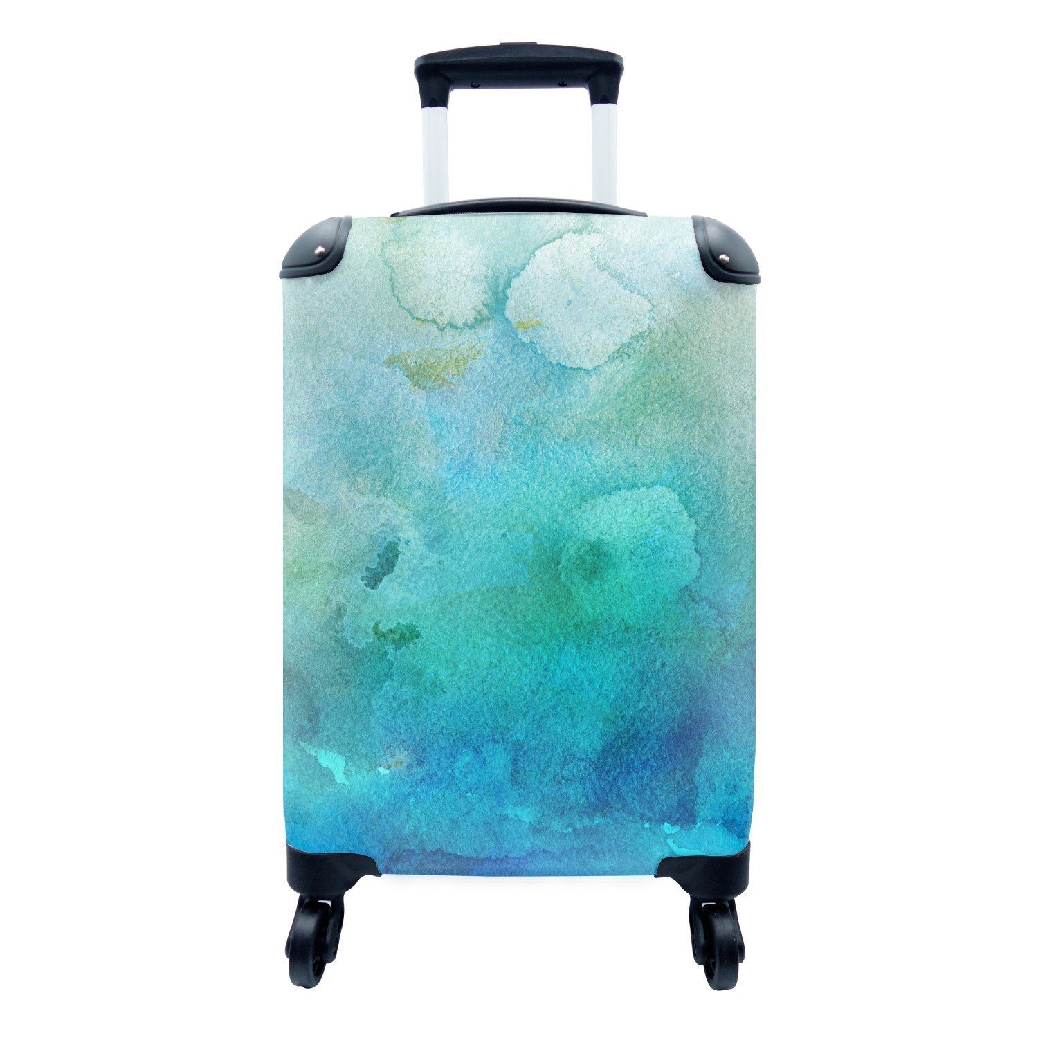 für Aquarell MuchoWow rollen, Trolley, Handgepäck - Ferien, Blau 4 Reisetasche Dunkelblau, Rollen, Reisekoffer Handgepäckkoffer mit -