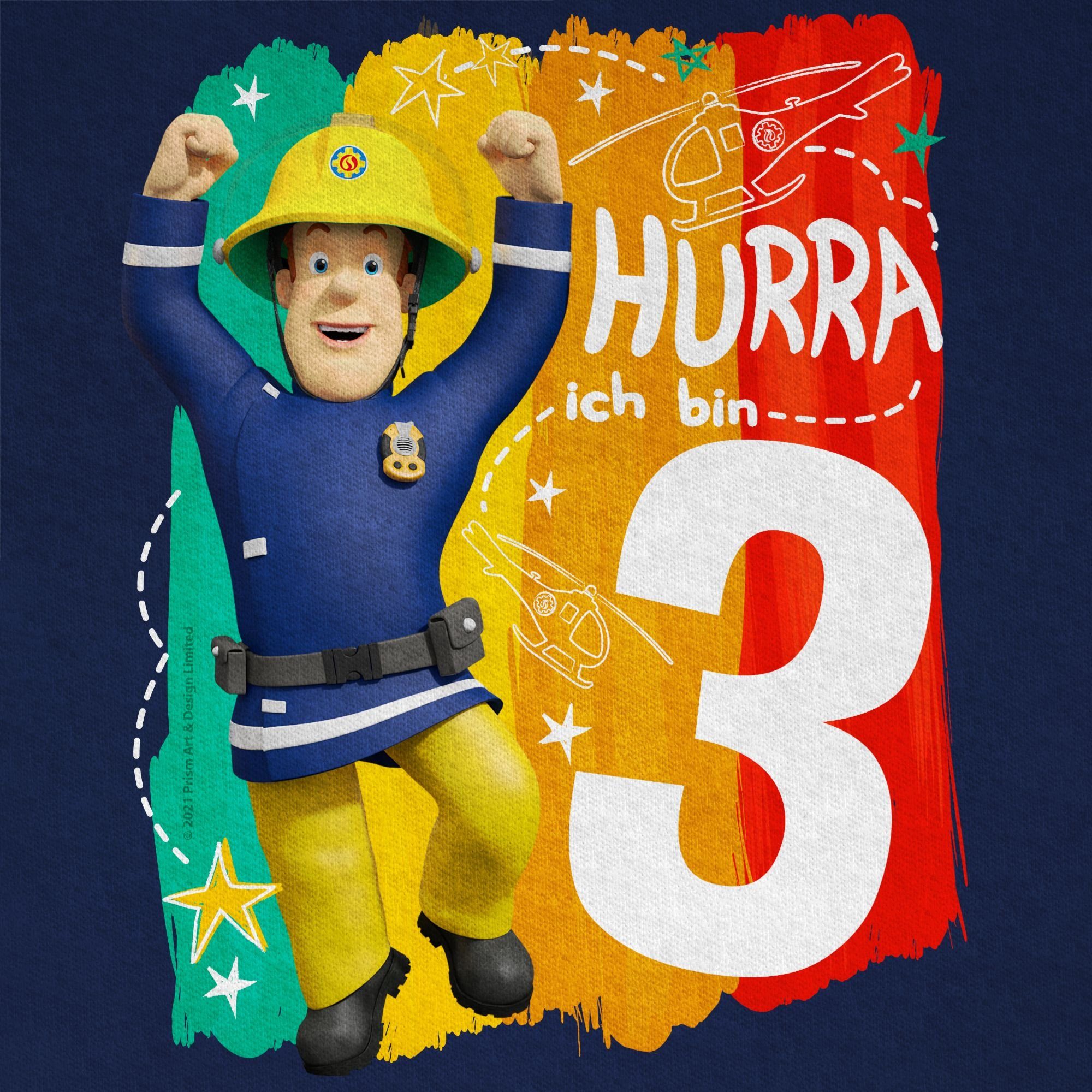 Shirtracer T-Shirt Hurra ich bin Drei - Sam (1-tlg) Feuerwehrmann Sam Jungen