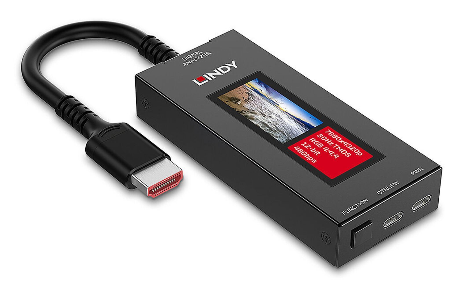 Lindy HDMI 8K60 Signal Analyzer Signalanalysator Schwarz Netzwerk-Adapter