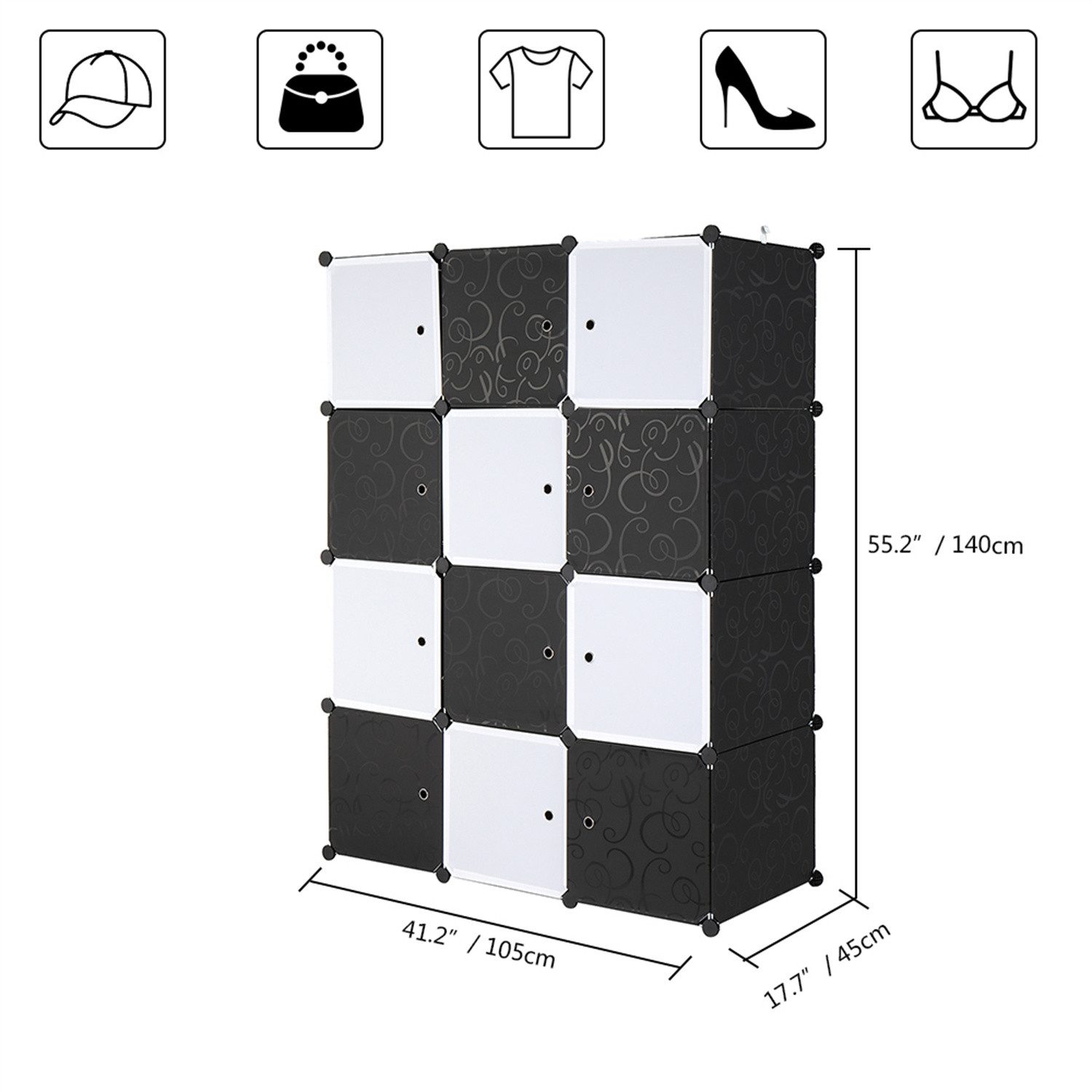 autolock Kleiderschrank Kleiderschrank, 12 Würfelregal, PP-Kunststoff, günstig online kaufen