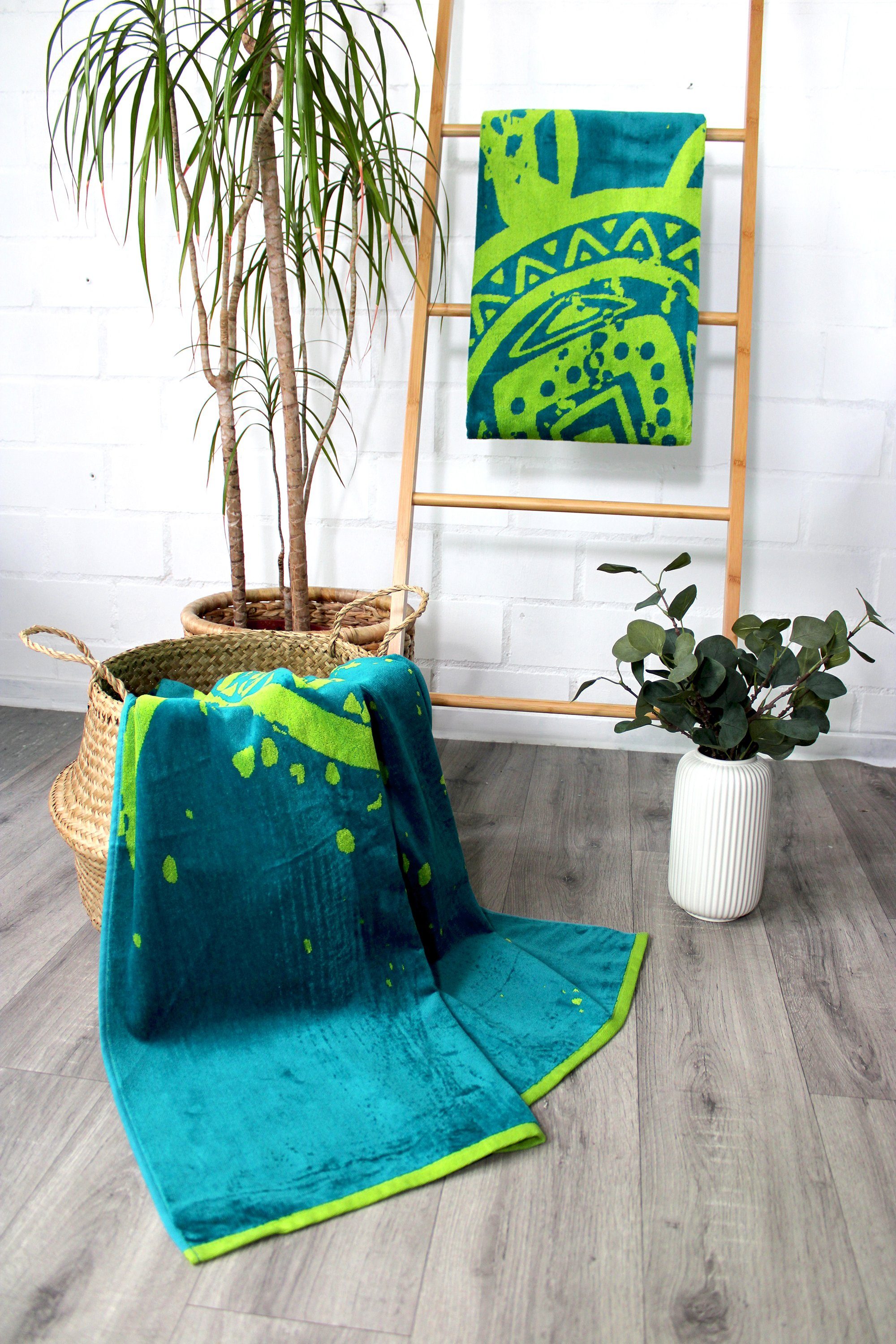 jilda-tex Strandtuch, Frotteevelours (1-St), weiche Frottee-Veloursqualität günstig online kaufen