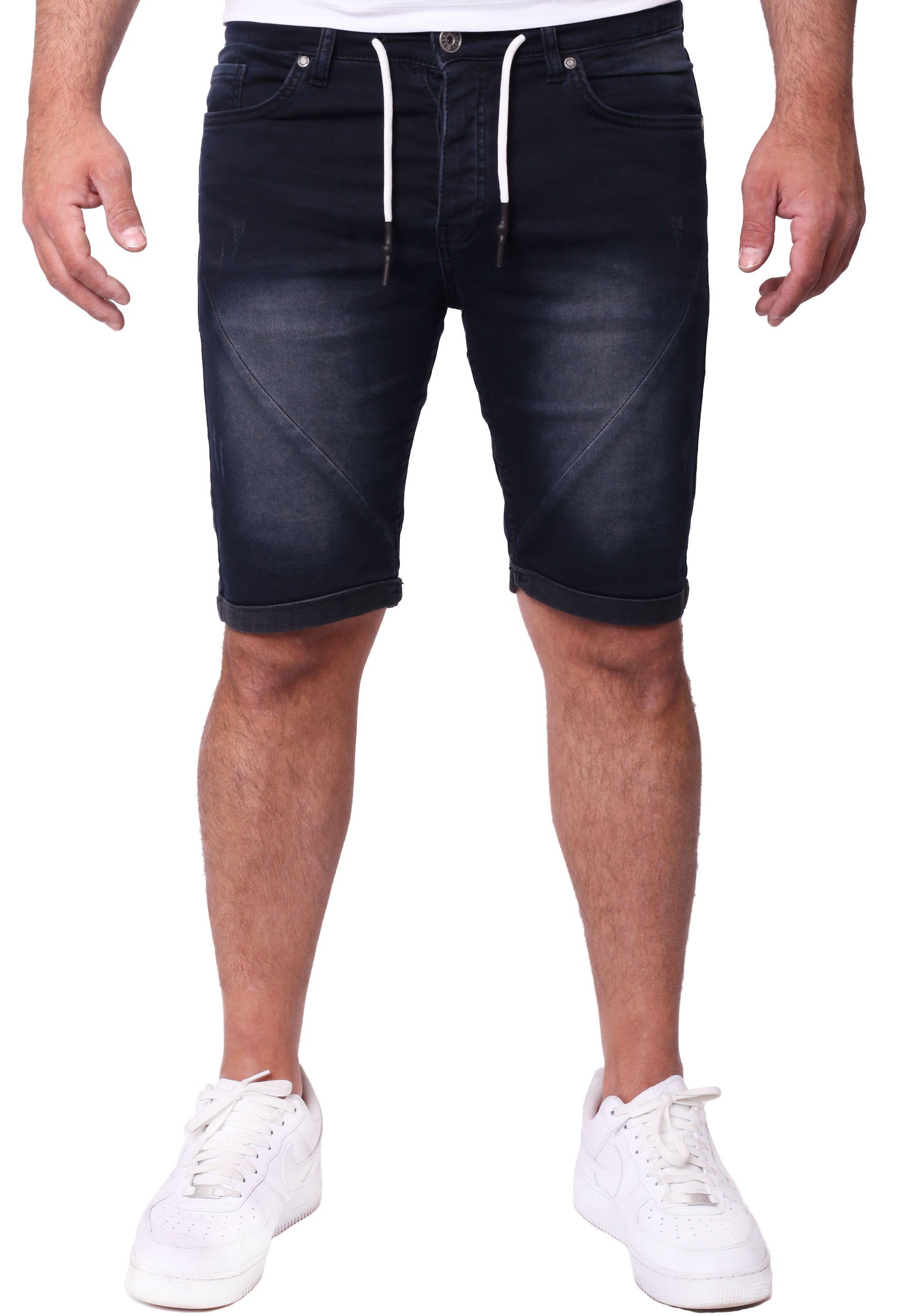 Reslad Jeansshorts Reslad Jeans - Hosen Shorts Sweathose Herren in dunkelblau Sweatjeans Jeansbermudas Kurze Jeans-Shorts Sommer Stretch Jeansopti Jeans-Hose