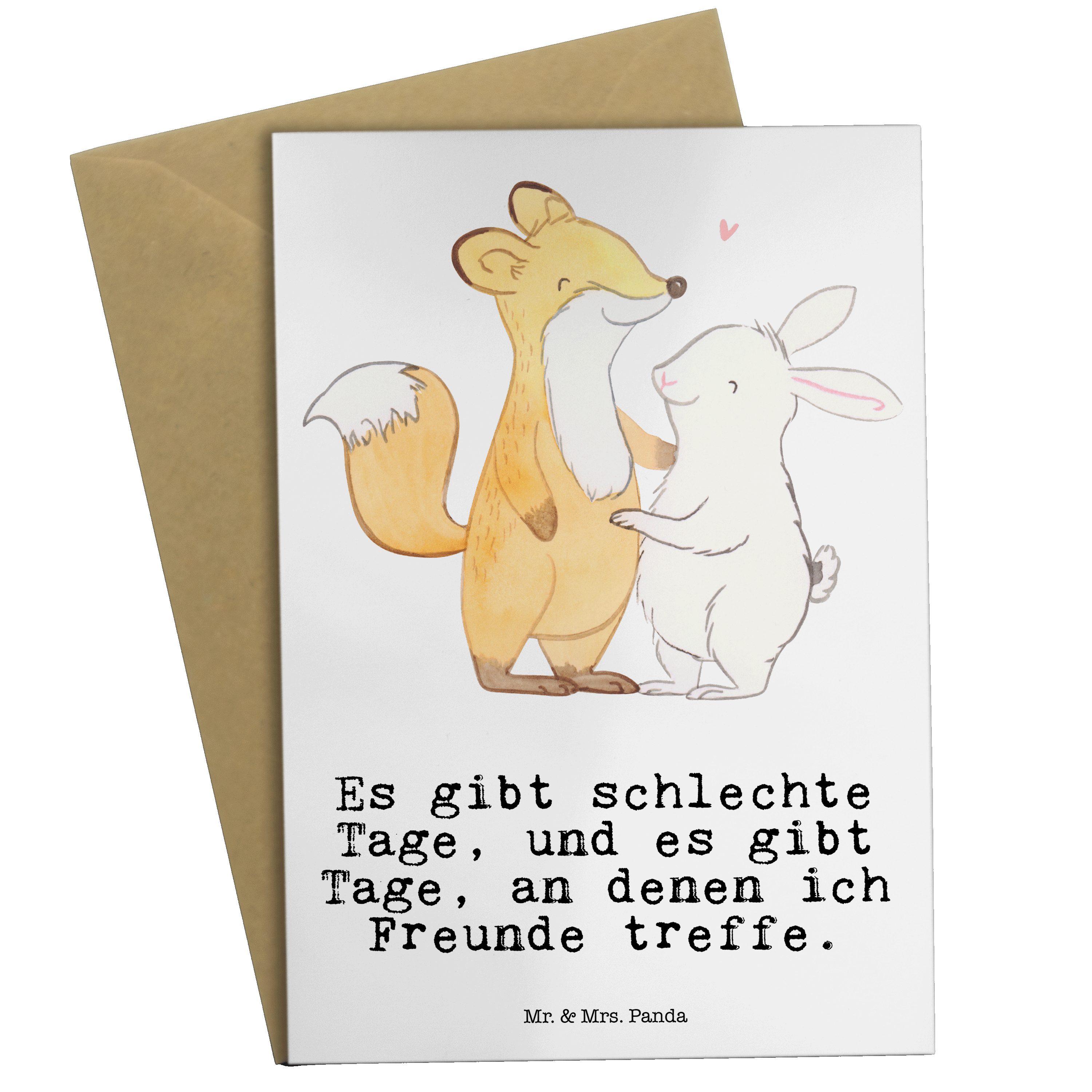 Mr. & Mrs. Panda Grußkarte Fuchs Hase Freunde treffen Tage - Weiß - Geschenk, Auszeichnung, Sche