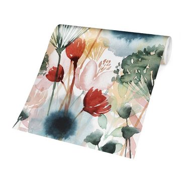 Bilderdepot24 Fototapete Blumen Wildblumen Sommer Blumentapete Floral Natur Modern Kunst, Glatt, Matt, (Vliestapete inkl. Kleister oder selbstklebend), Wohnzimmer Schlafzimmer Küche Flur Motivtapete Vliestapete Wandtapete