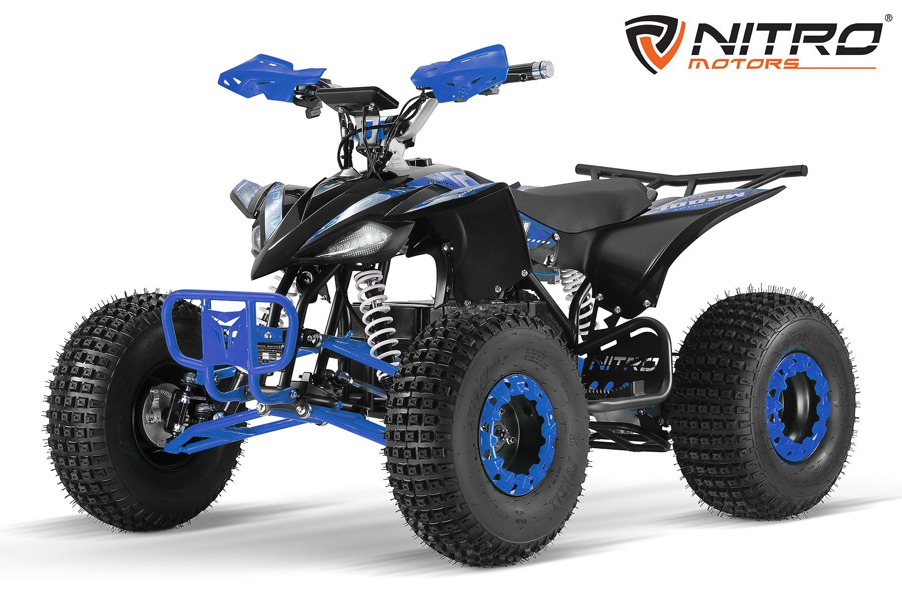 mit Motors 8" Elektro 1000W Quad 48V E-Quad Nitro midi Kinder Blau Replay ATV Differential