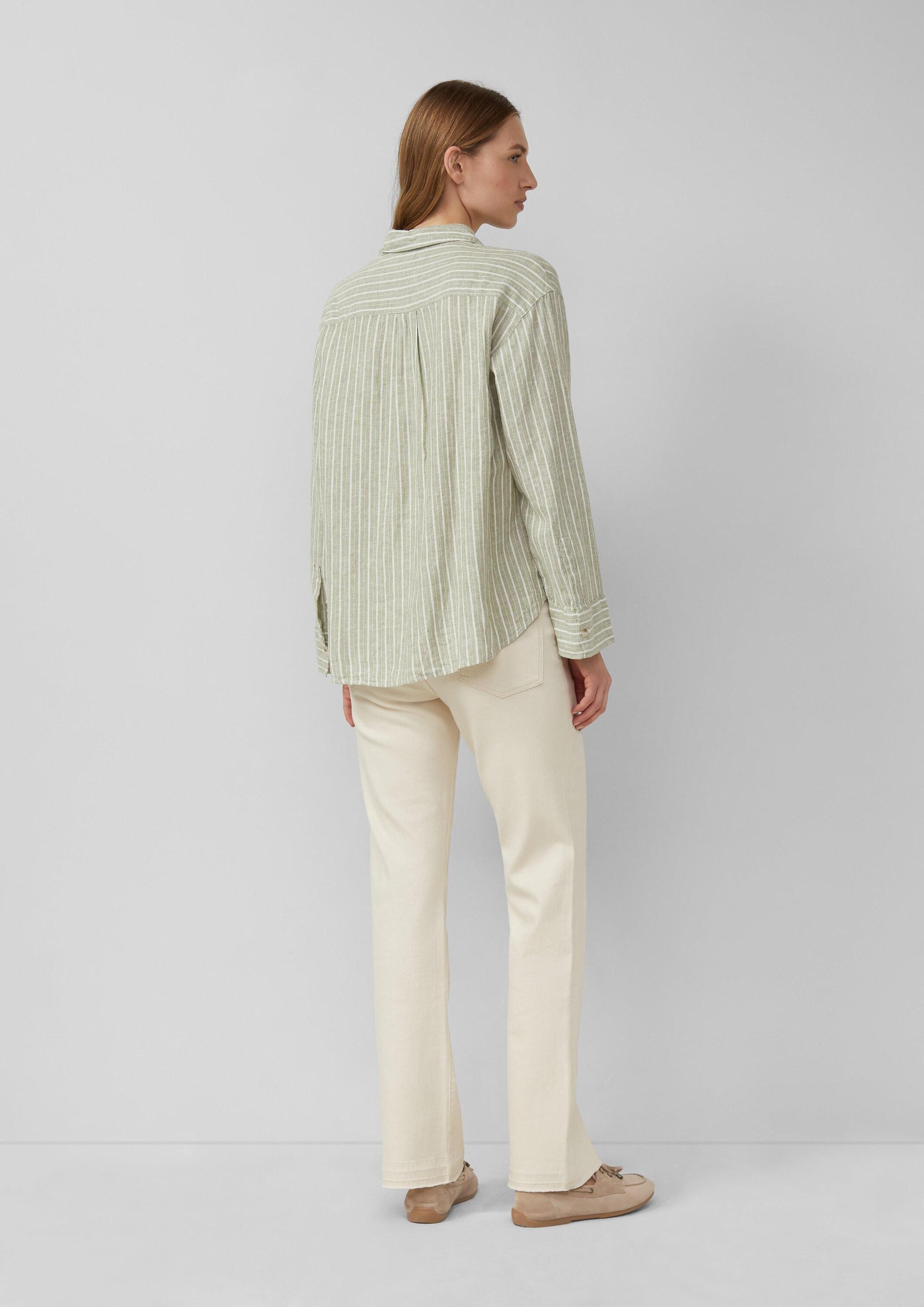 s.Oliver Langarmbluse Bluse Gestreifte Bluse aus Leinenmix