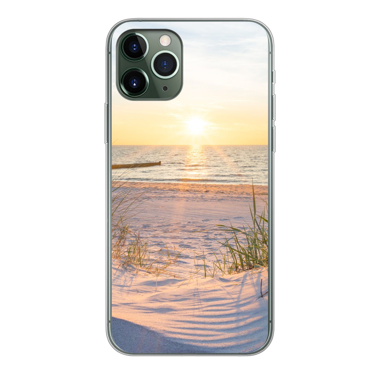 MuchoWow Handyhülle für Apple iPhone 11 Pro Strand - Sonne - Düne - Gras - Sand - Horizont, Smartphone-Bumper, Print, Handy Schutzhülle Dünn