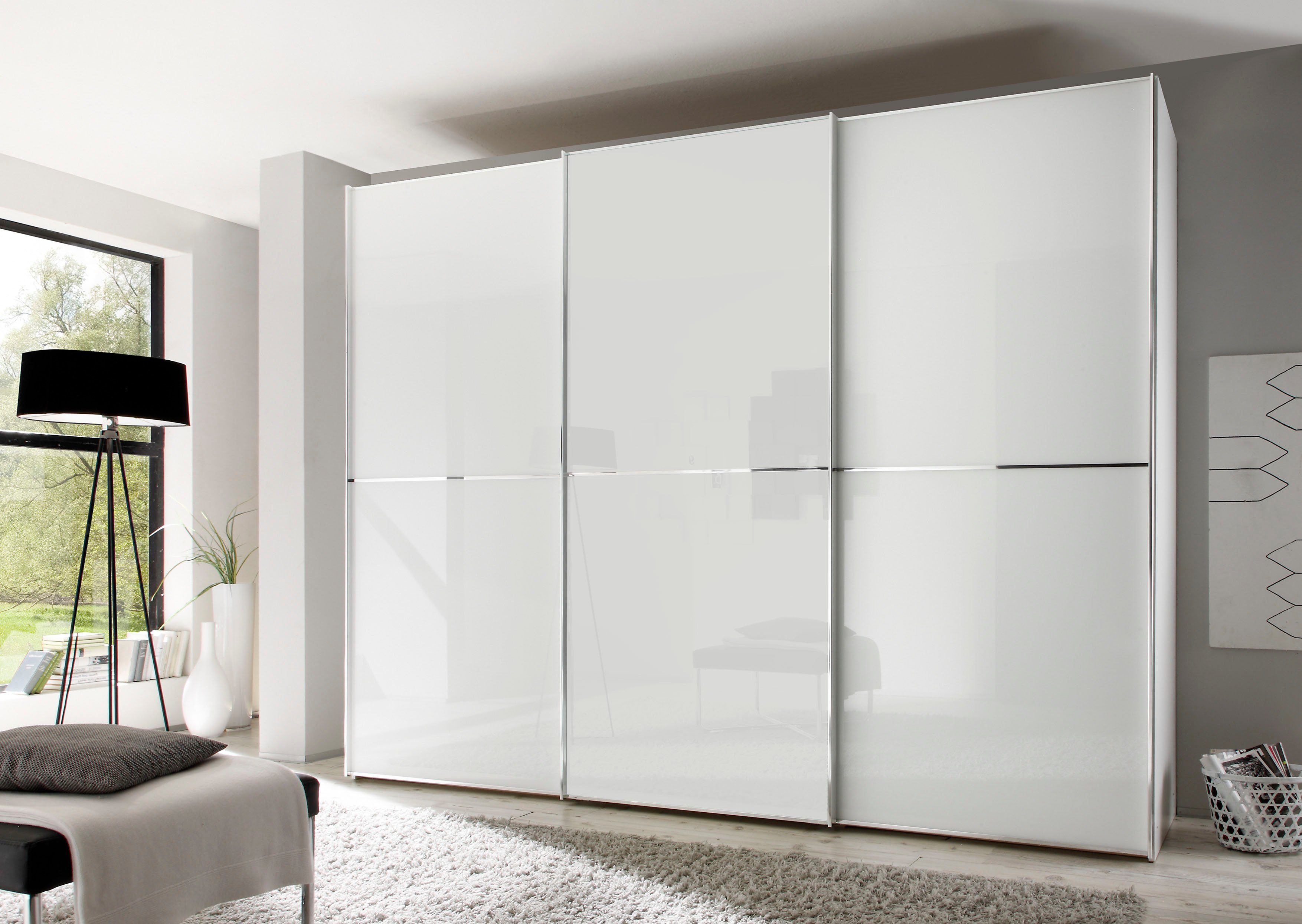 STAUD Schwebetürenschrank Sinfonie Plus, edles Design in hochwertiger Qualität, Made in Germany Mit Glasfront und vier verschiedenen Ausstattungsvarianten
