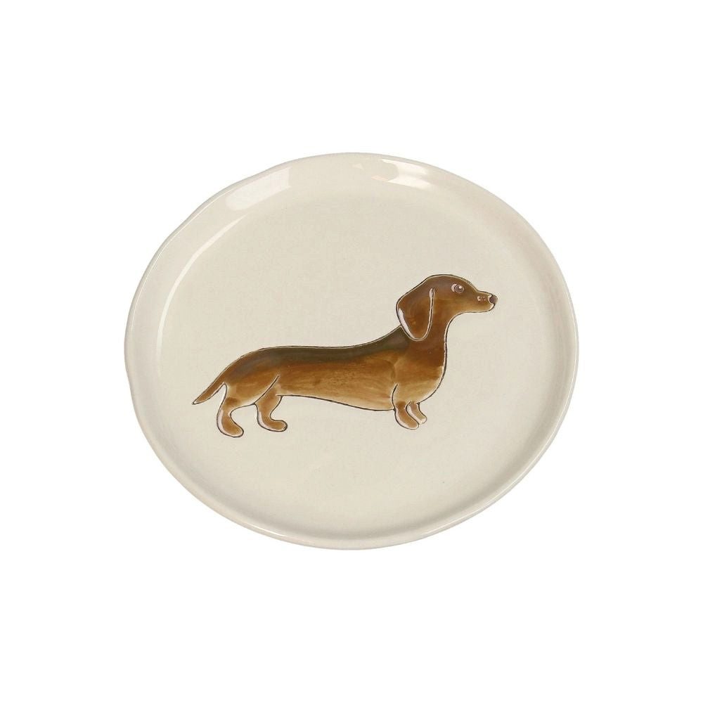 Kersten BV Speiseteller Teller Steingut, Natur - Dackel