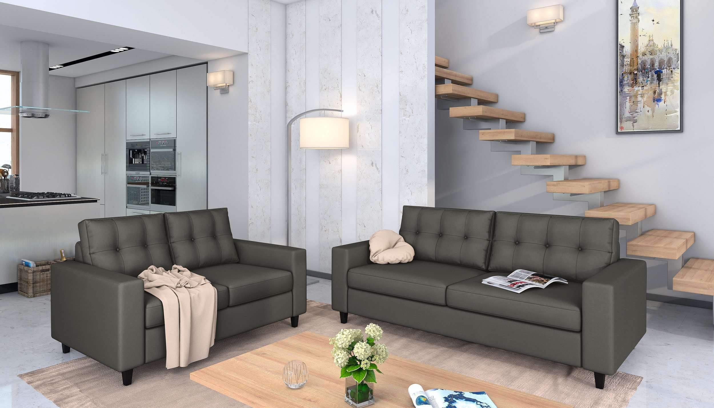 Stylefy Polstergarnitur Linn, (Set (2-tlg), Couchgarnitur), bestehend aus 2-Sitzer Sofa und 3-Sitzer Sofa, Modern Design, mit Armlehnen und Rückenlehne, frei im Raum stellbar