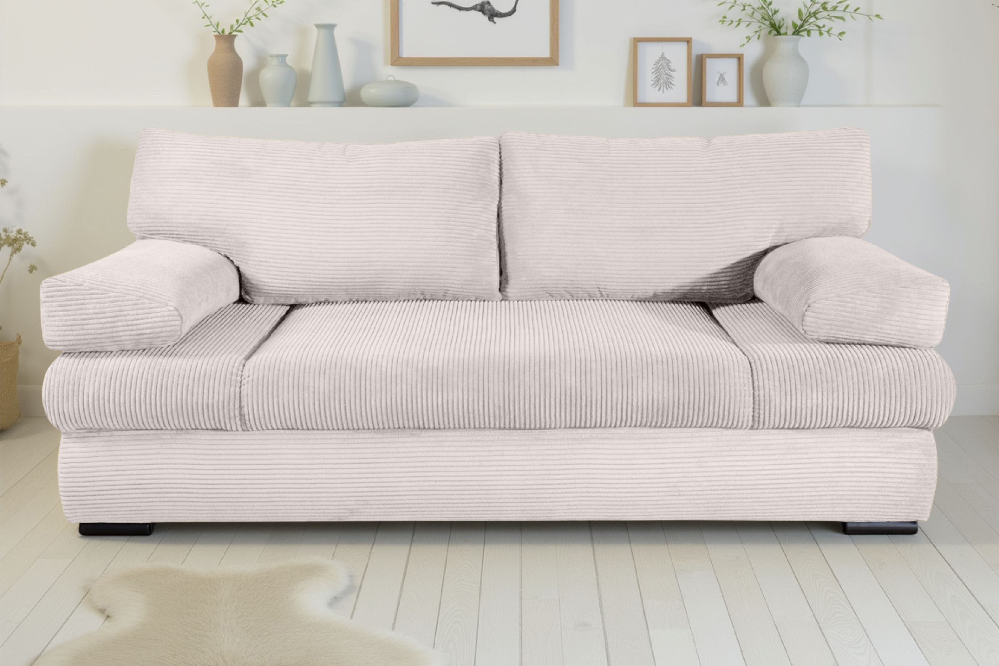 COLLECTION AB Schlafsofa Tina, B: 200 cm, Liegefl. 146x200 cm, Schlaffunktion, Bettkasten & 2 Armlehnenkissen, Federkern