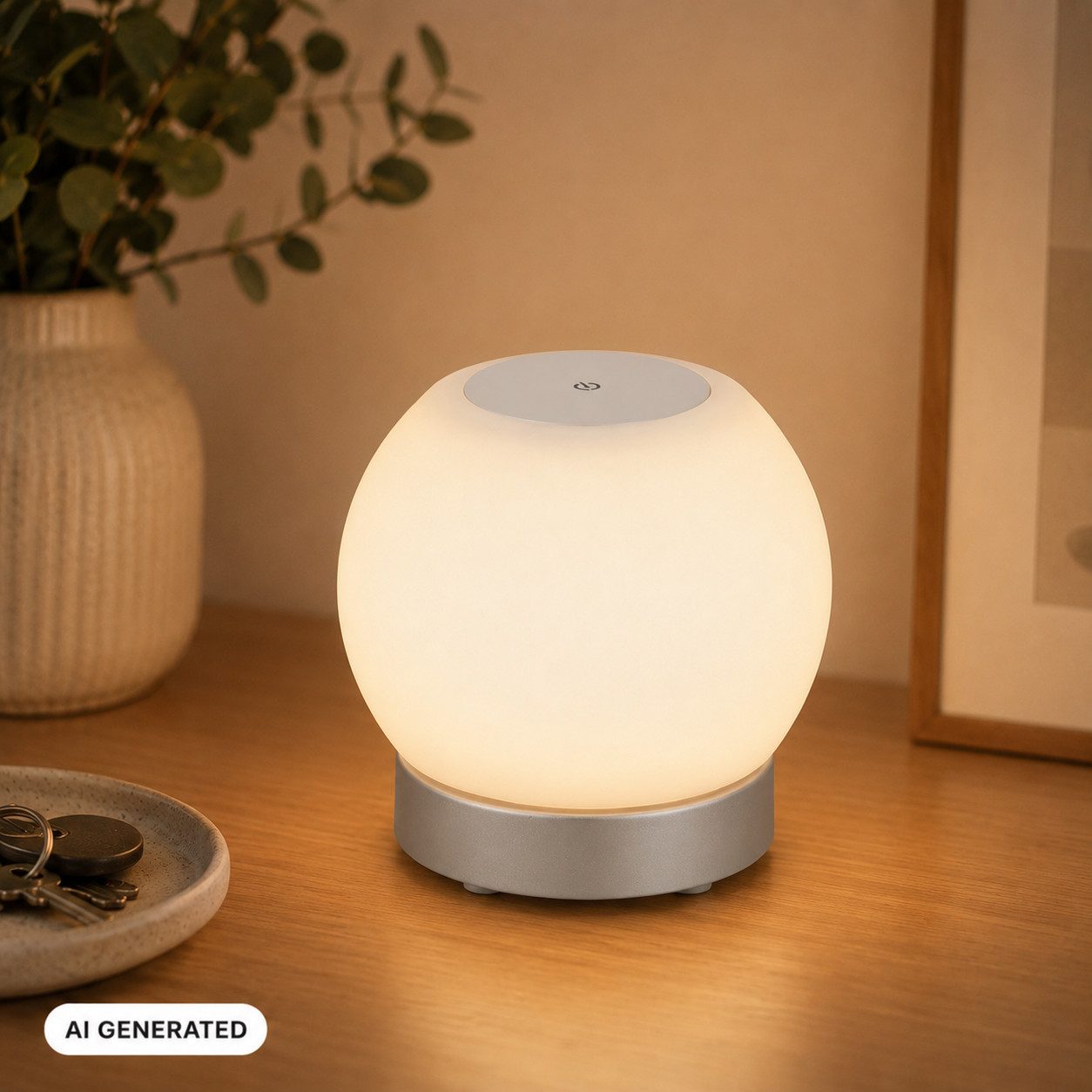 Briloner Leuchten LED Tischleuchte Tischlampe Akku Glas kabellos Dekolicht 3 Stufen Dimmfunktion, IP44 Balkon Campingleuchte, inkl. 2m USB Kabel