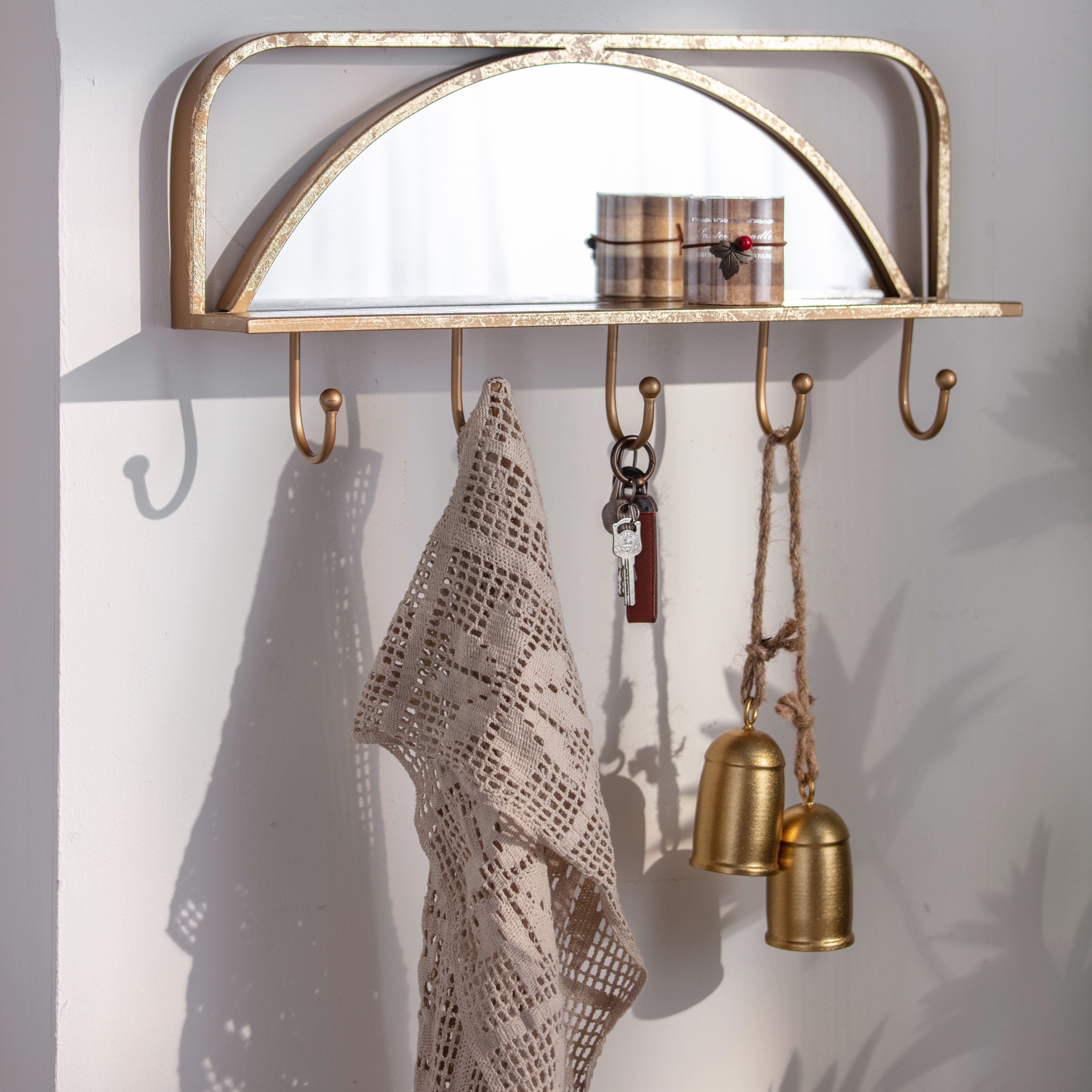 K&L Wall Art Wandspiegel Metall Wandregal Metallspiegel Antik Goldoptik Gar günstig online kaufen