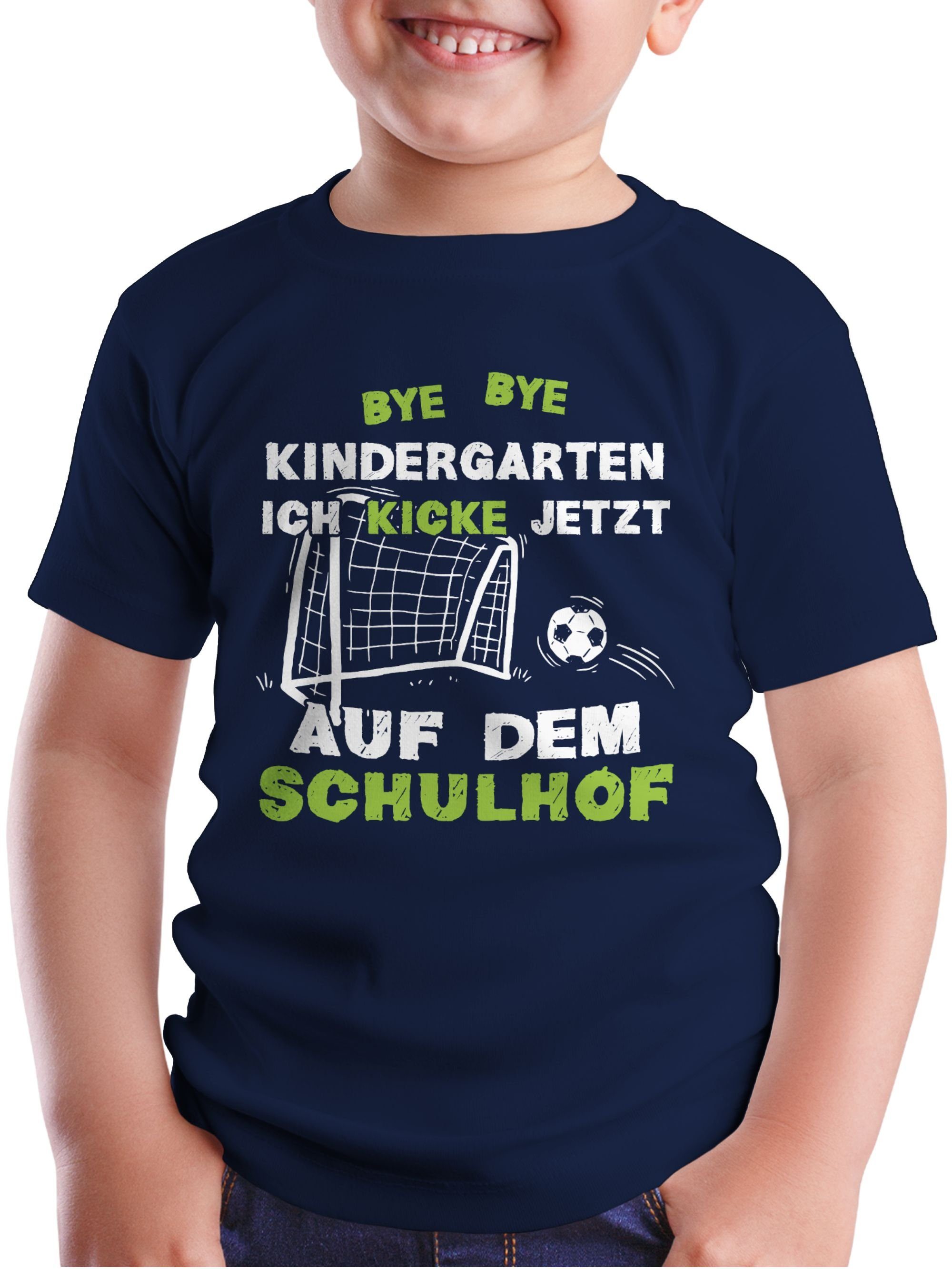 Shirtracer T-Shirt Bye Bye Kindergarten 1 Einschulung Geschenke Blau - Schulanfang Navy Junge Kicke Schulhof