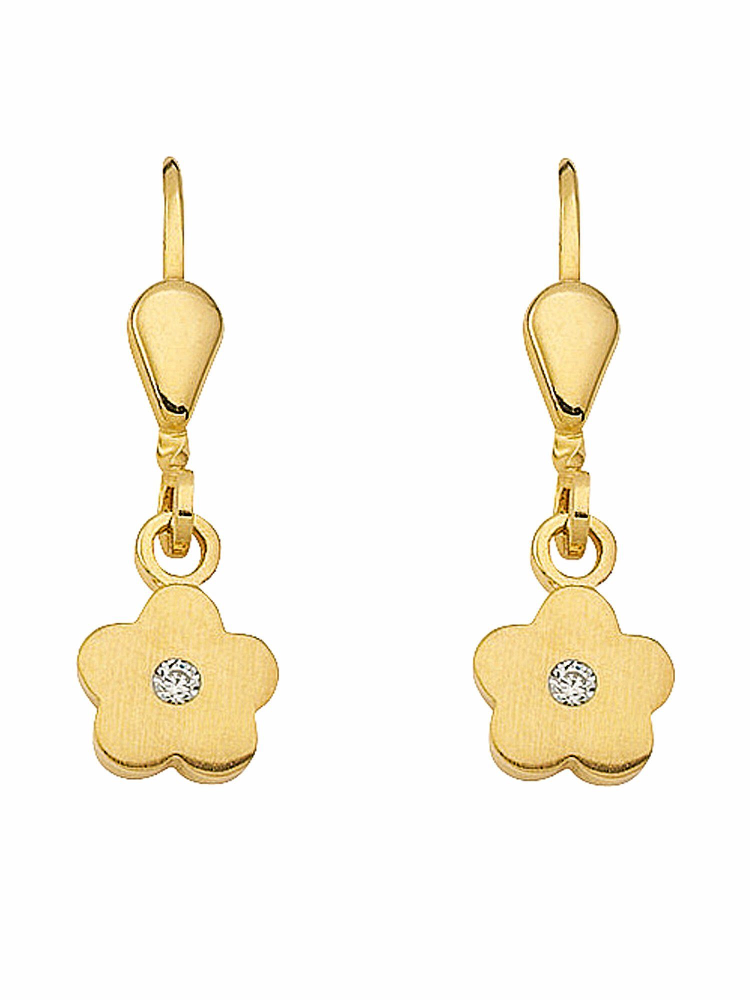 Adelia´s Paar Ohrhänger mit 1 Gold Paar Gold Goldschmuck Ohrhänger für Zirkonia, Blüte Zirkonia Damen Ohrringe 333 / 333 mit