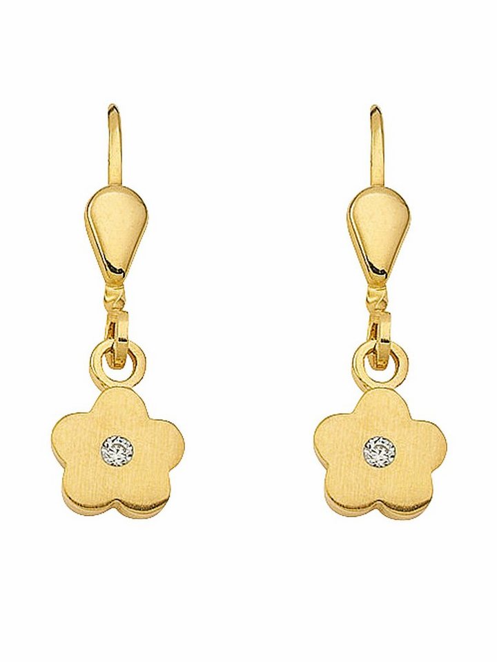 Adelia´s Paar Ohrhänger 1 Paar 333 Gold Ohrringe / Ohrhänger Blüte mit  Zirkonia, 333 Gold mit Zirkonia Goldschmuck für Damen