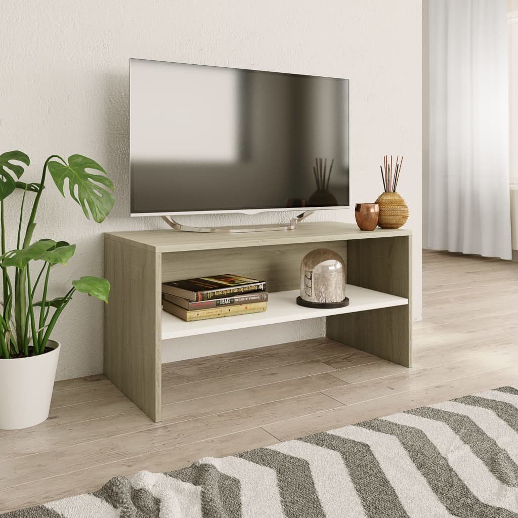 furnicato Weiß Sonoma-Eiche Holzwerkstoff TV-Schrank cm 80x40x40