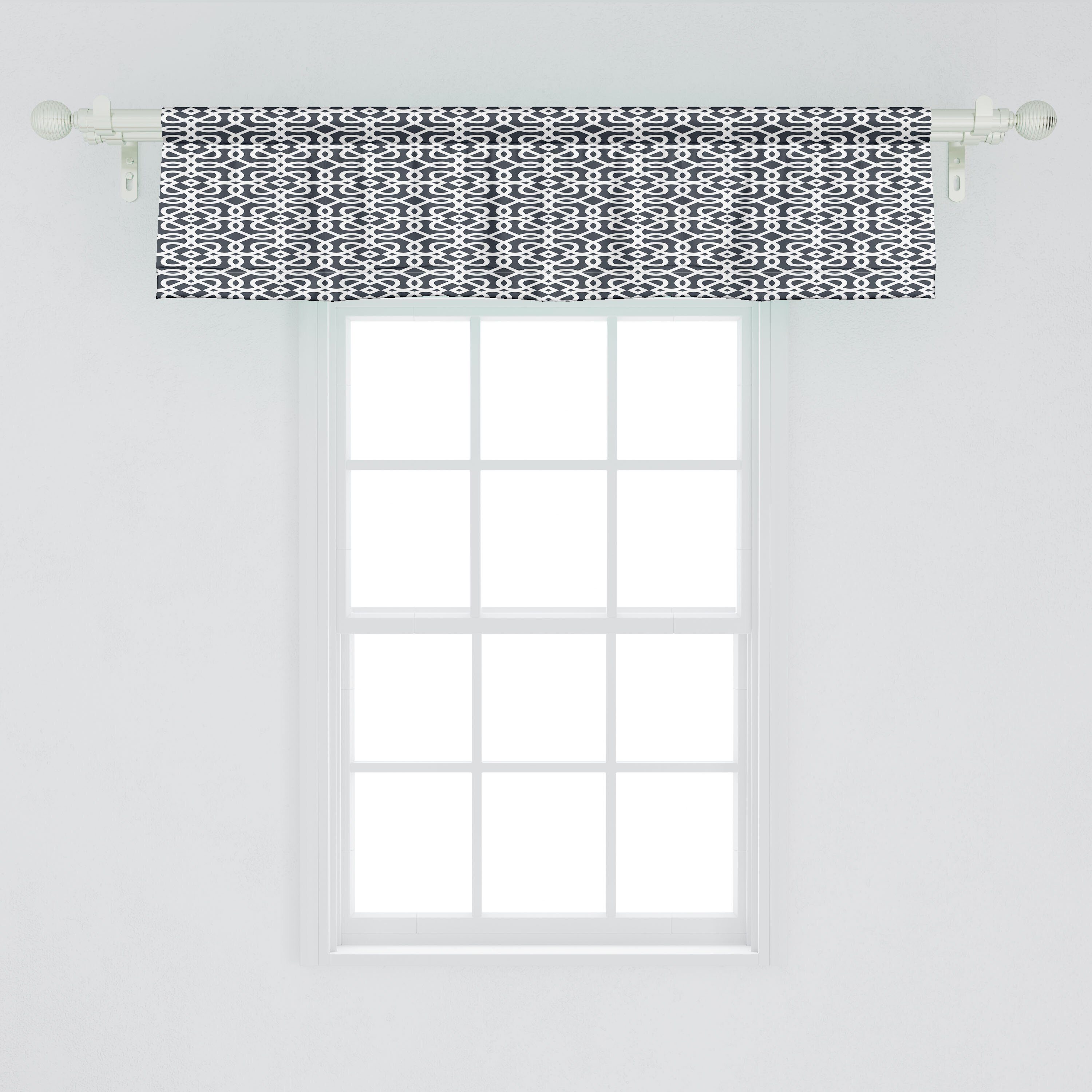 Dekor Küche Scheibengardine Schlafzimmer Stangentasche, Dunkle Squares Strudel Microfaser, Volant Vorhang mit für Abakuhaus, Geometrisch