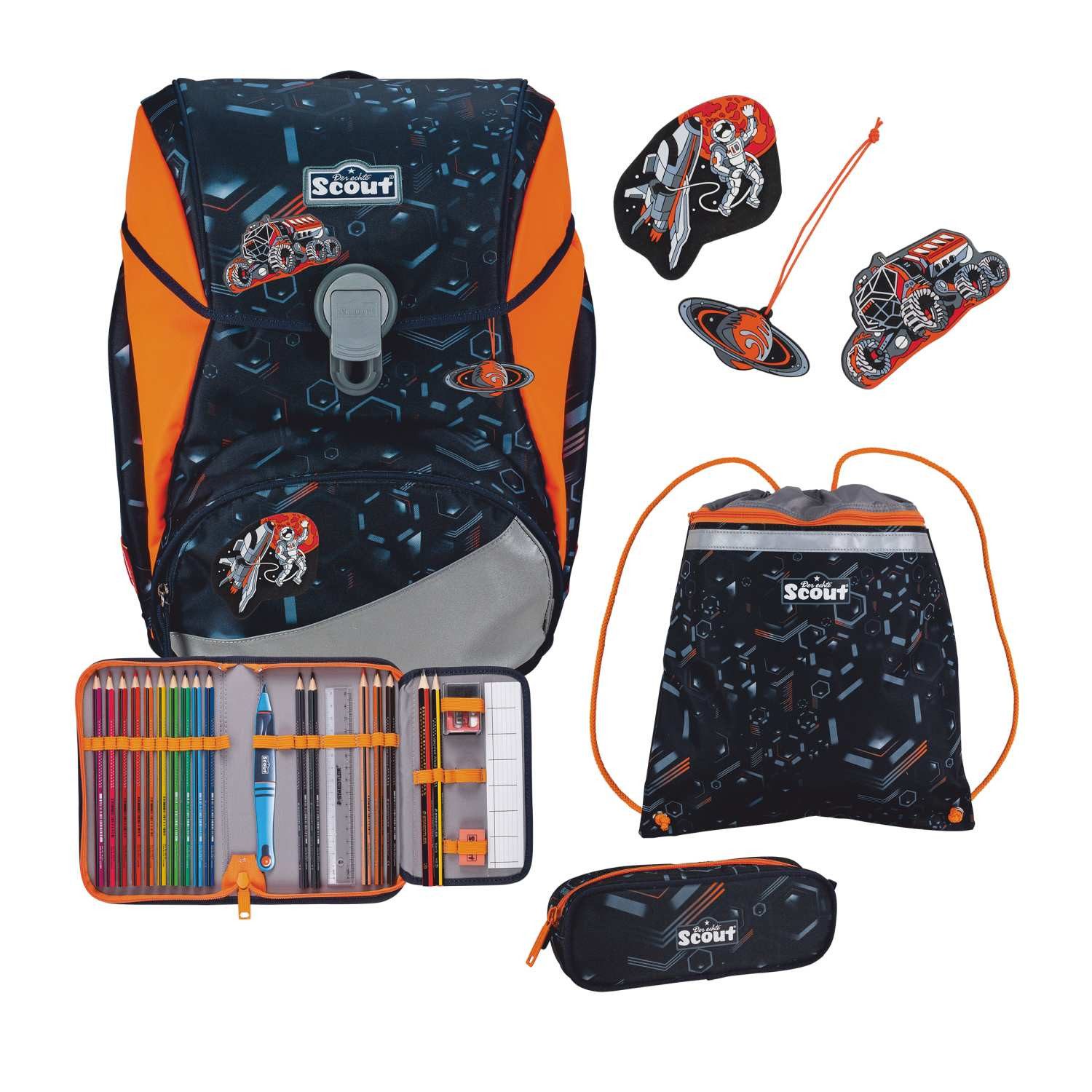Scout Schulrucksack Scout Alpha Ранцы-Set 4 teilig DIN Space Data