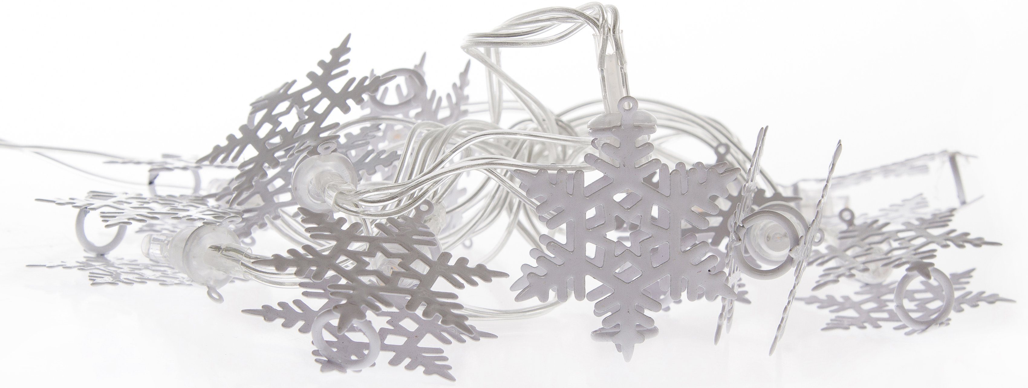 10 Länge cm ca. Accessoires mit & LED-Lichterkette LEDs, mit Schneeflocken, 180 Weihnachtsdeko, Möbel Myflair