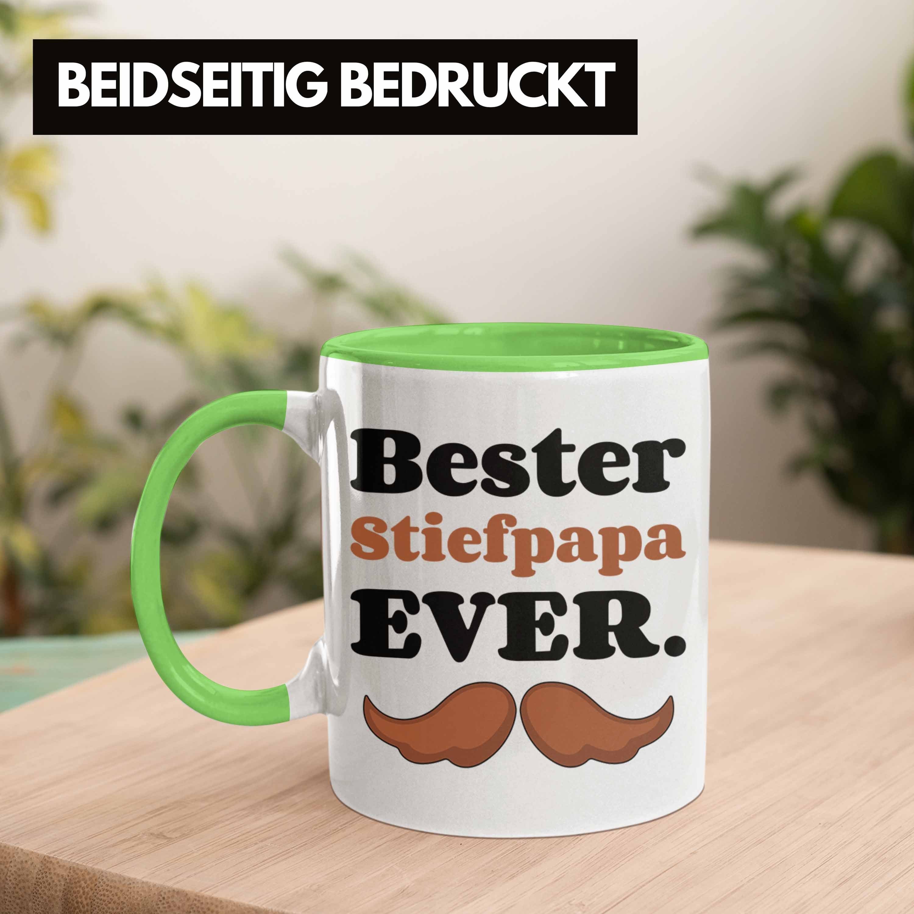 mit Geschenk Tasse Grün Geburtstag Tasse Spruch Trendation - Stiefvater Ever Bester Trendation Vatertagsgeschenk Stiefpapa Vatertag