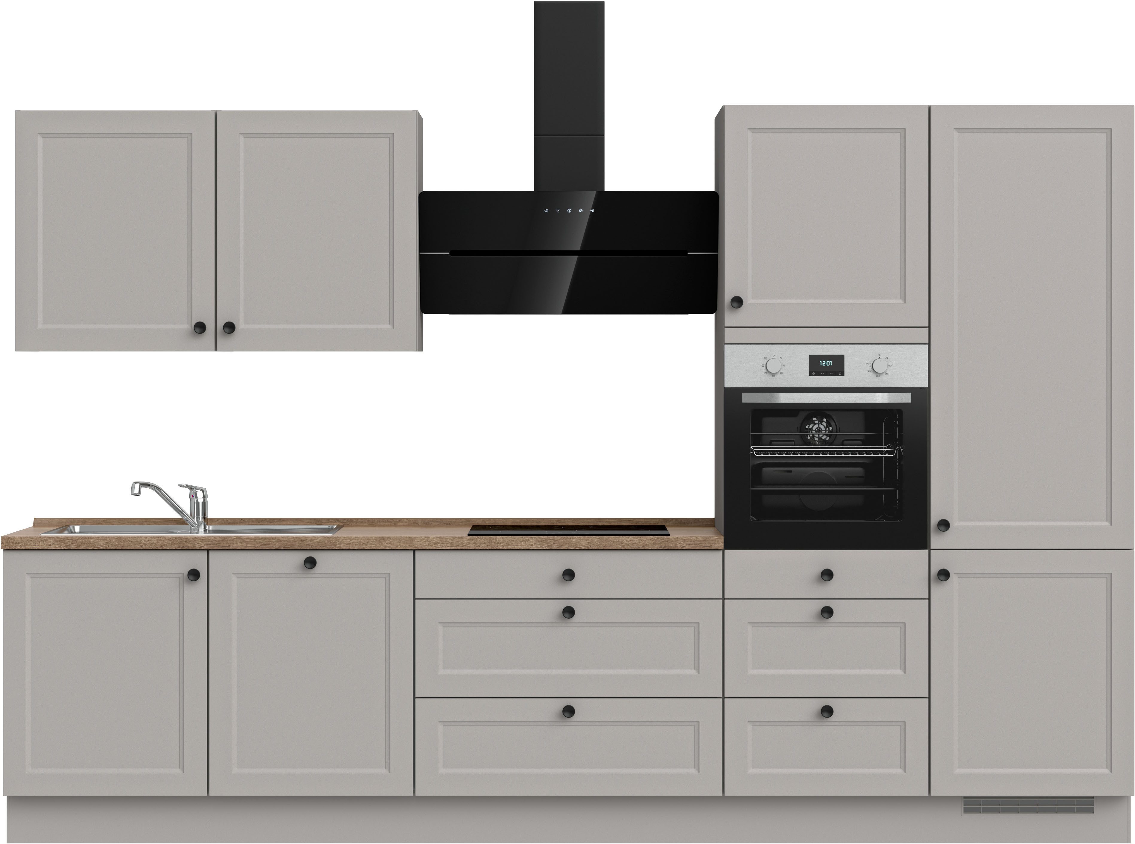 nobilia® Küchenzeile "Cascada II", NEU: individuell anpassbar mit gratis Profi-Beratung, vormontiert, Breite 330 cm, Ausrichtung wählbar, wahlw. mit E-Geräten