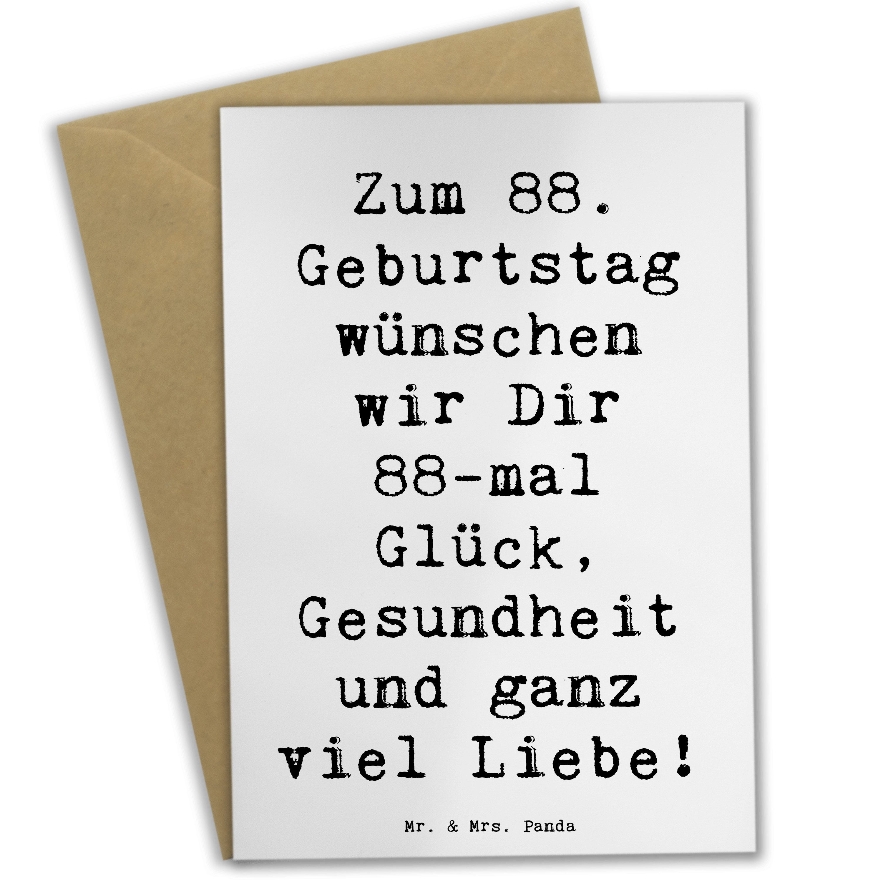Mr. & Mrs. Panda Grußkarte Spruch 88. Geburtstag Glückwünsche Weiß