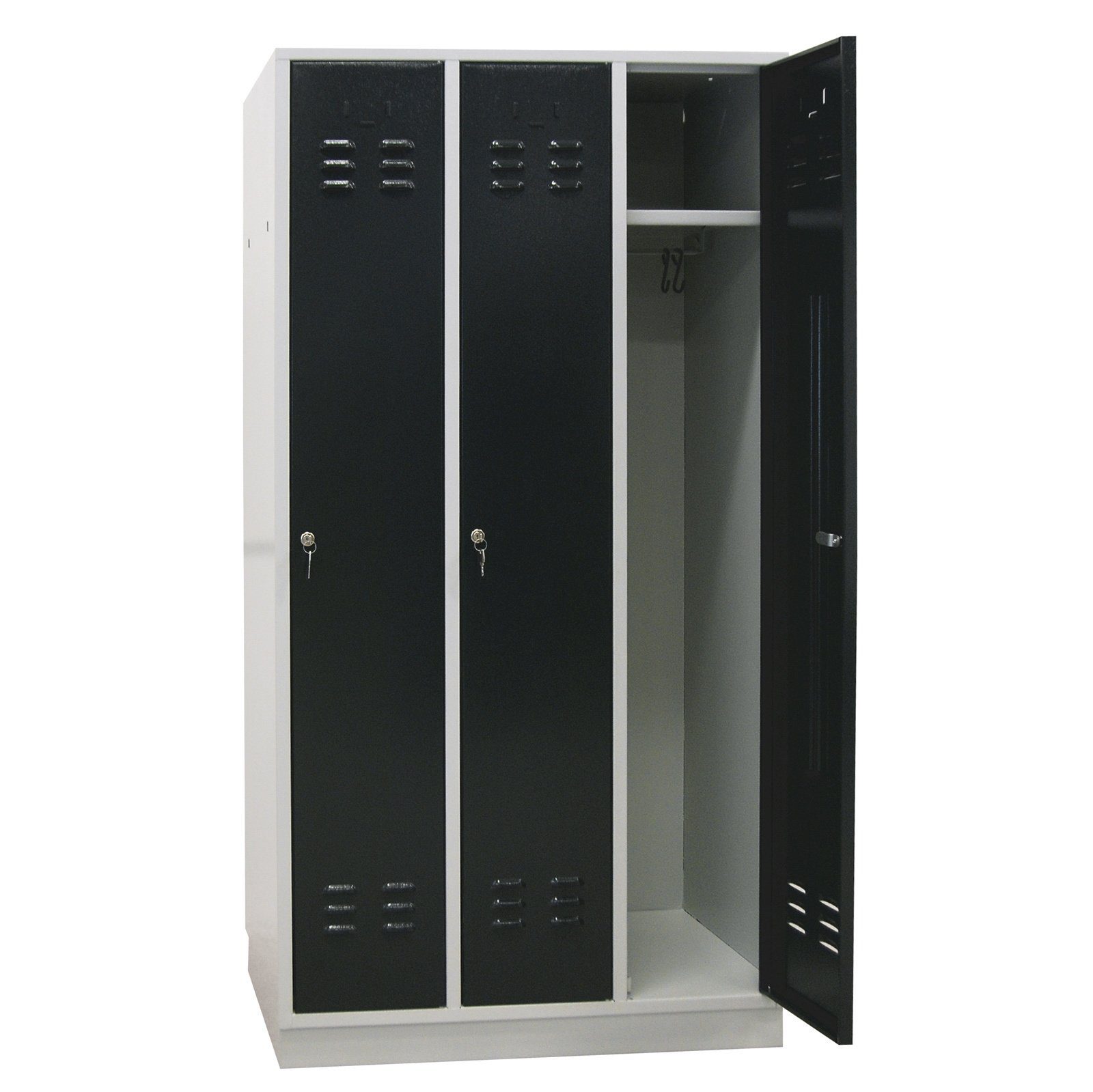 3 Türen, Ermine 178x89x50cm, HxBxT Garderobenschrank Anthrazitgrau PROREGAL® mit Garderobenschrank Grau/Gelb