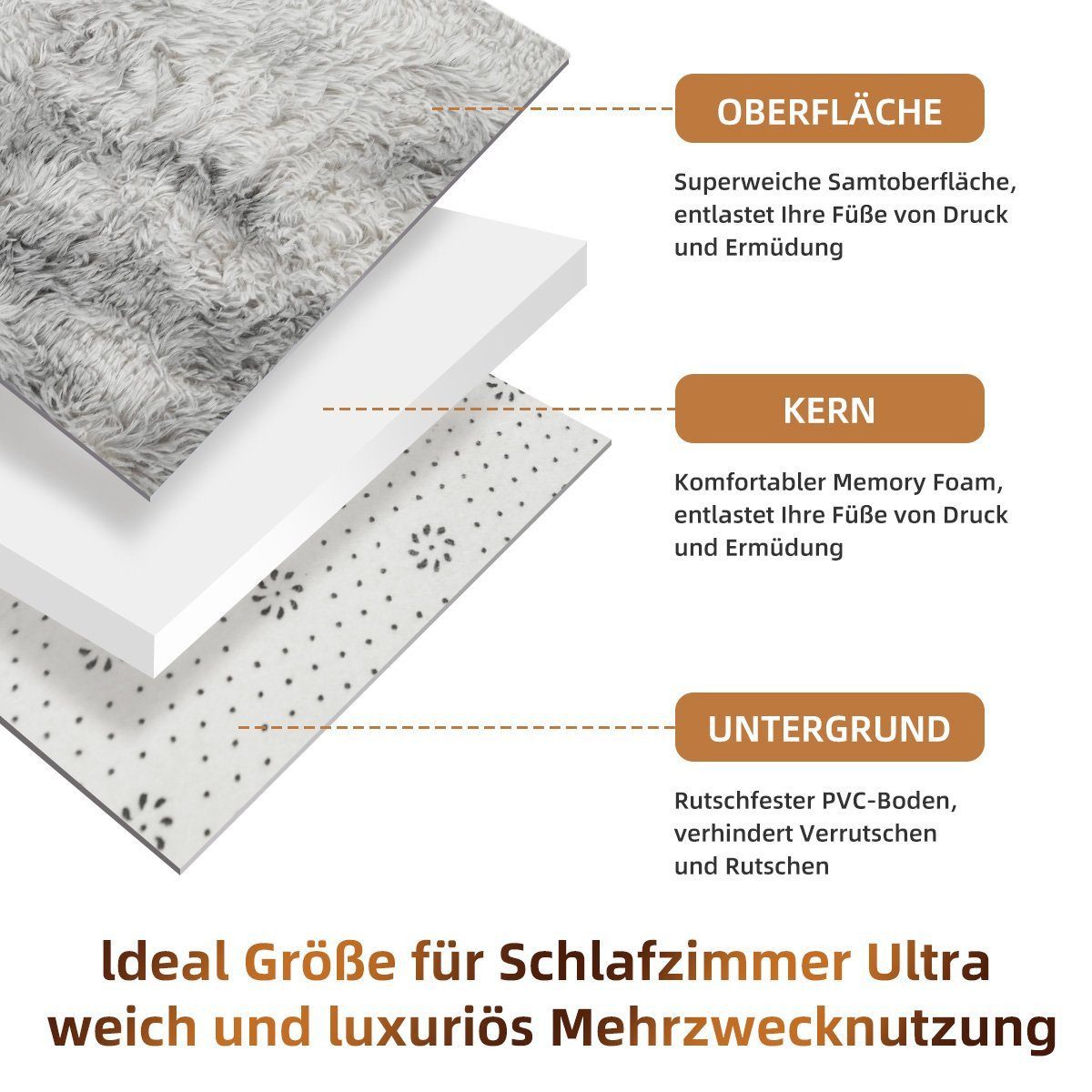 Simloveve Langflor-Teppich Superweicher flauschiger moderner Schlafzimmerte günstig online kaufen