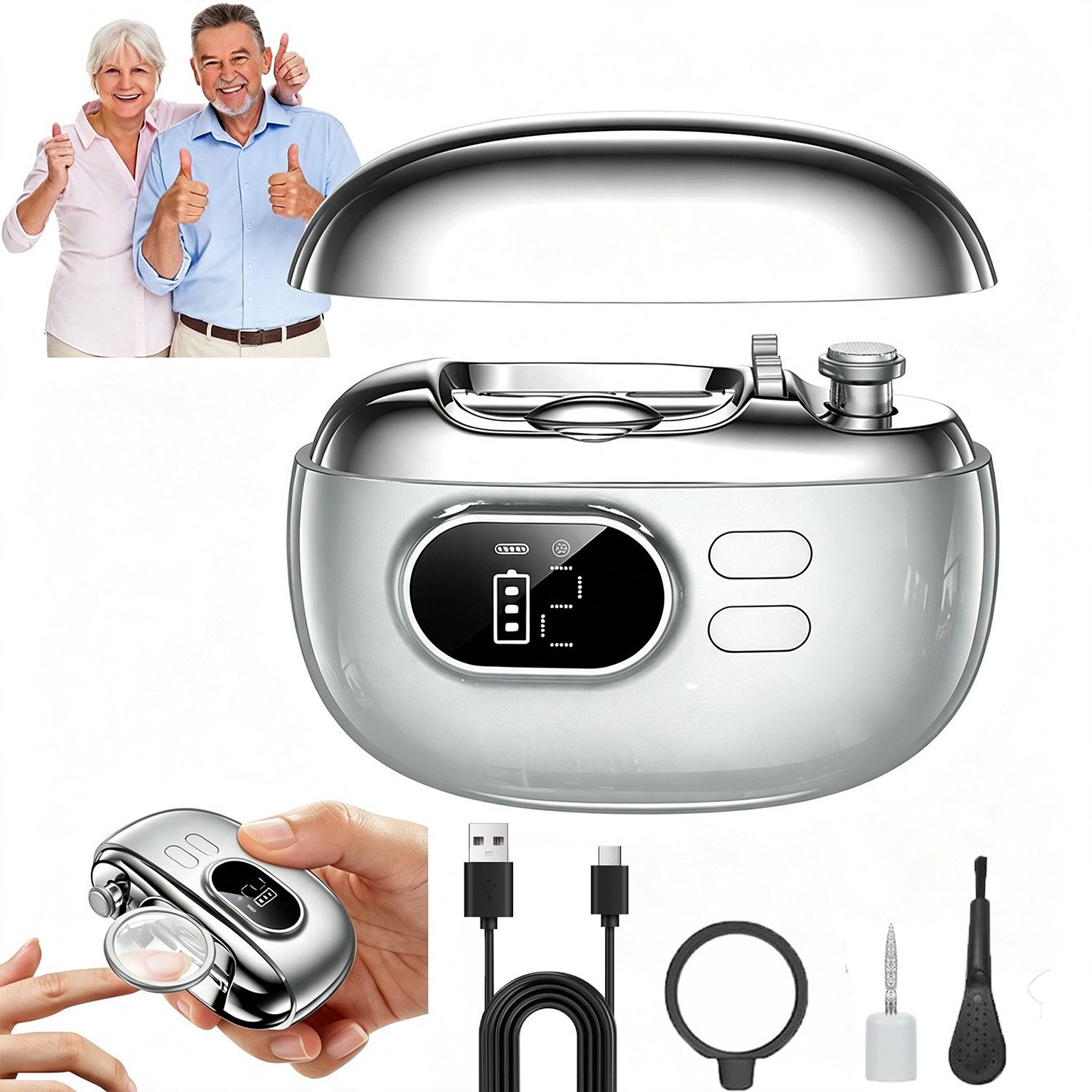 ibettertec Nagelknipser Elektrischer Nagelknipser Set mit Lupe,LED-Licht,schrägem Knipser, LED-Licht & Nagelschuppen-Auffangbehälter für Senioren und Erwachsene