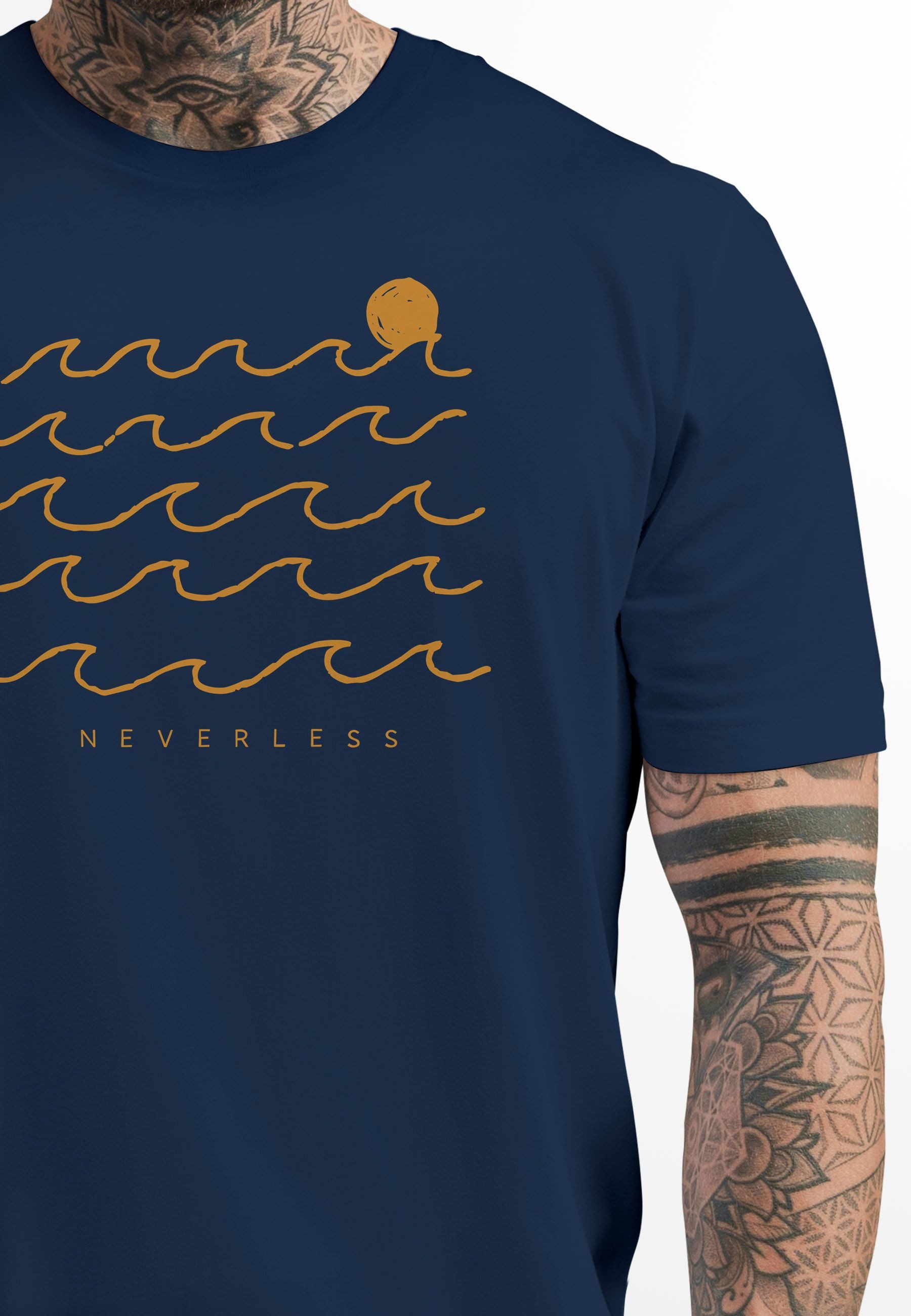Neverless Print-Shirt Herren T-Shirt Frontprint Wellen günstig online kaufen